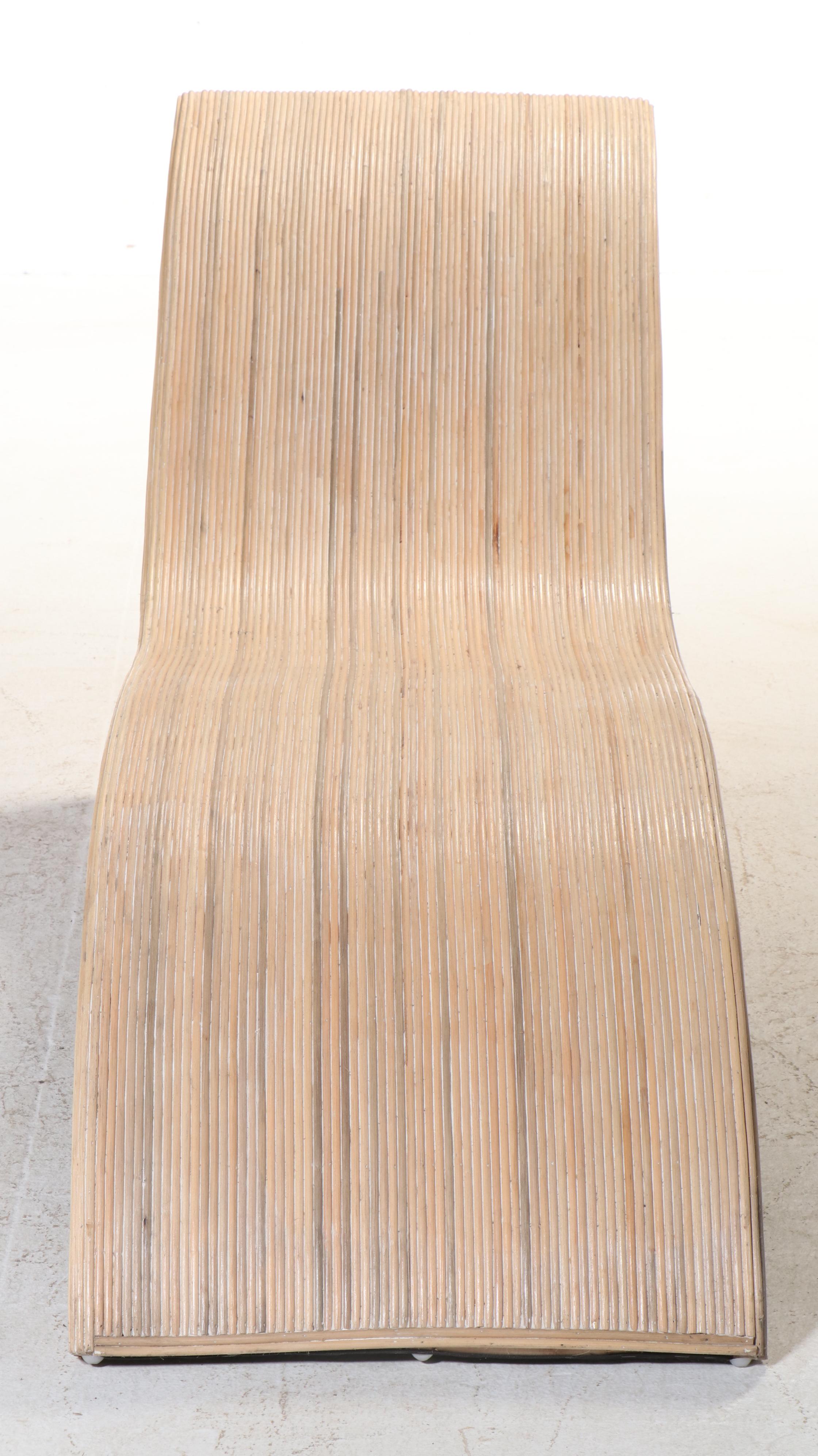 Modernist Style Split-Reed Lounge Chair and Side Table, Manner of Betty Cobonpue