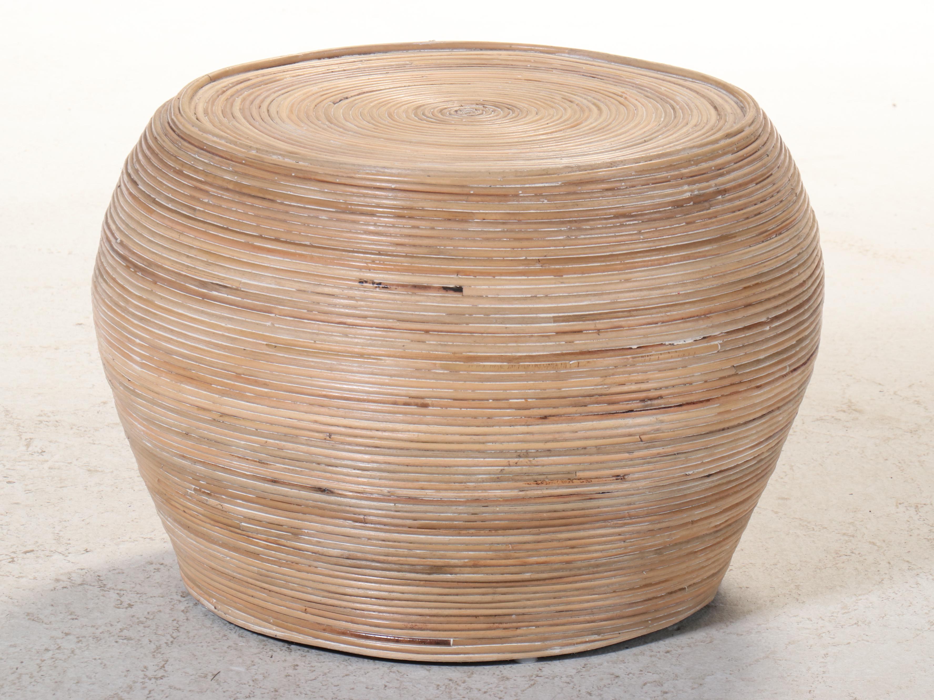 Modernist Style Split-Reed Lounge Chair and Side Table, Manner of Betty Cobonpue