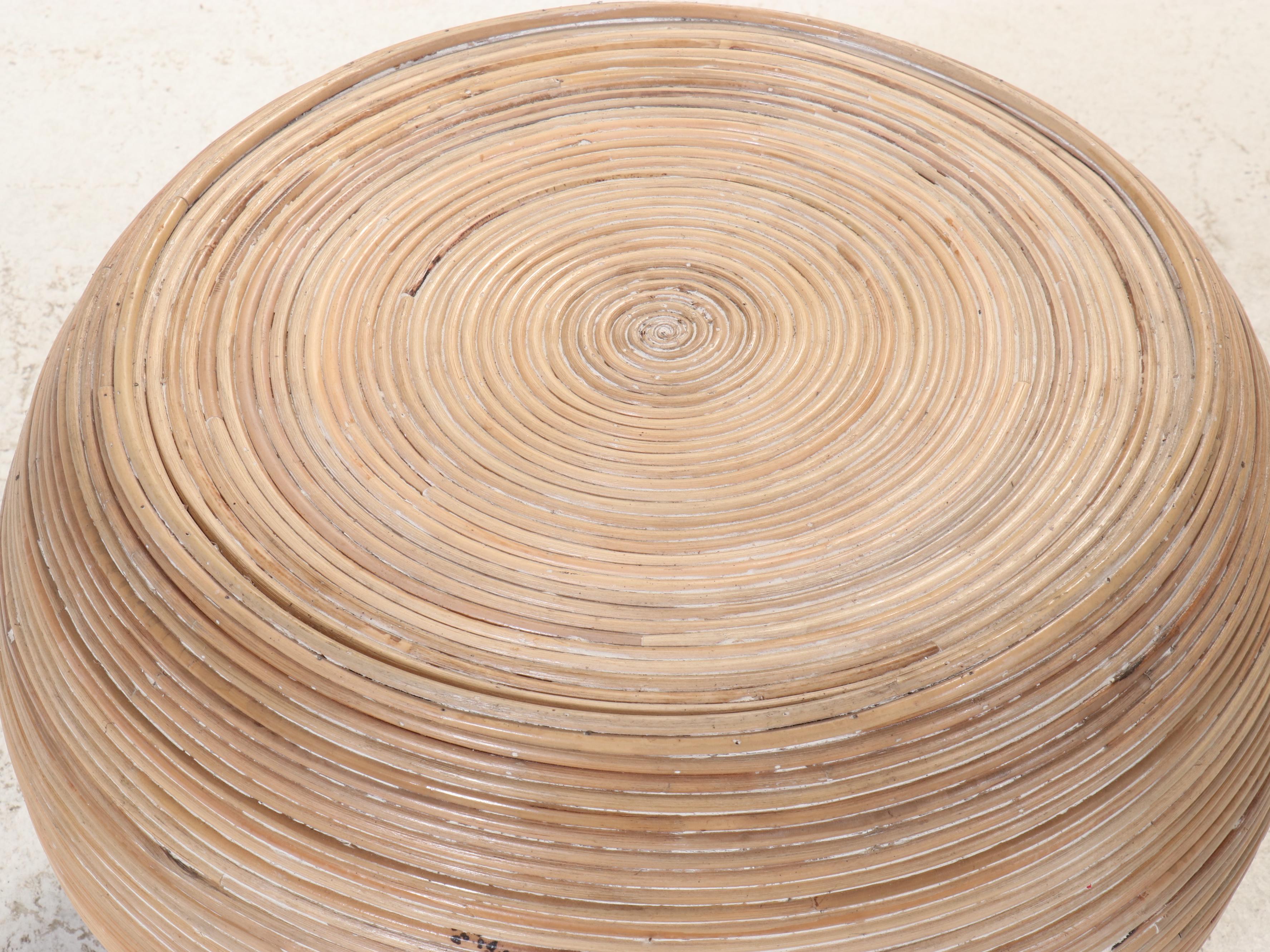 Modernist Style Split-Reed Lounge Chair and Side Table, Manner of Betty Cobonpue