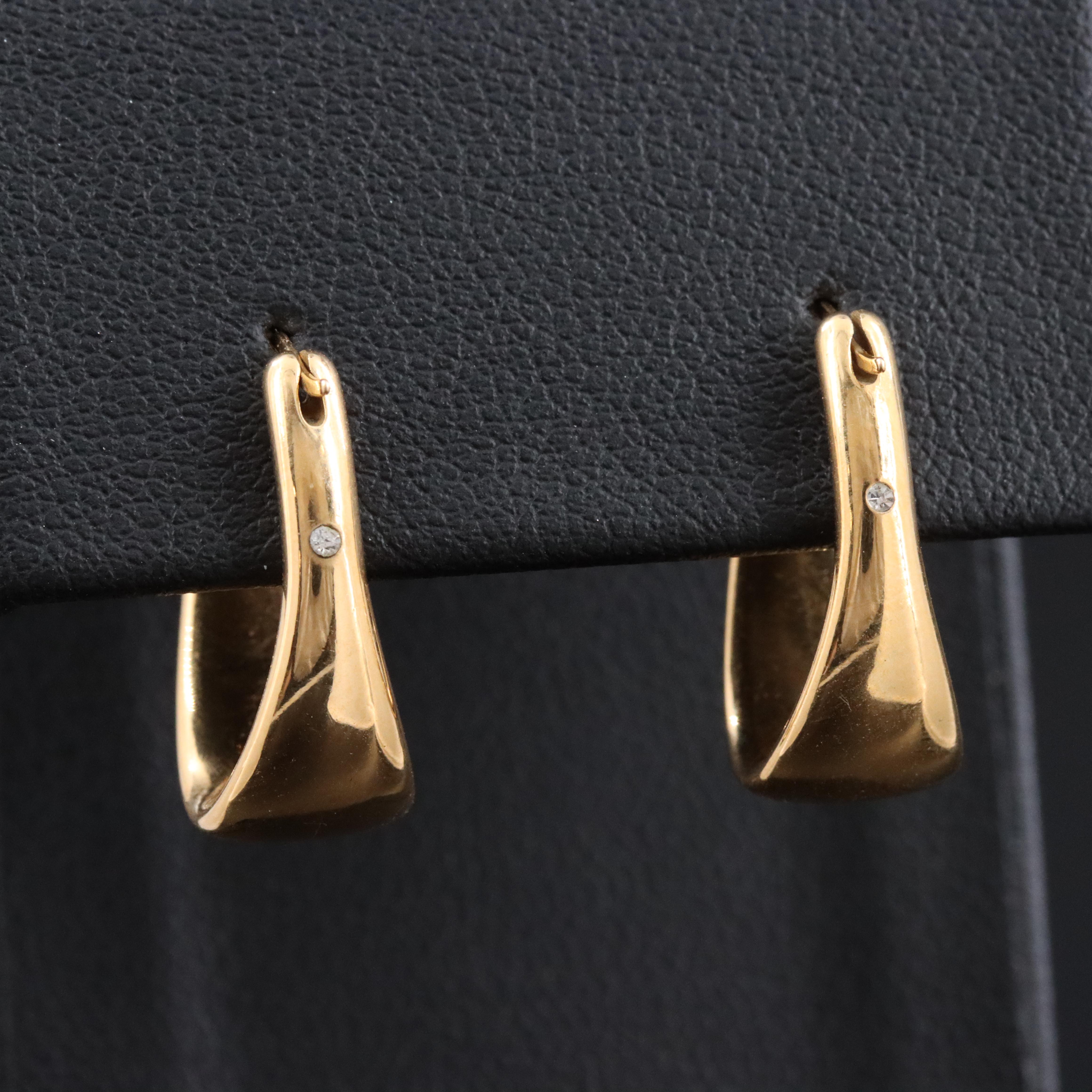 10K Hoops with Rhinestone Accents