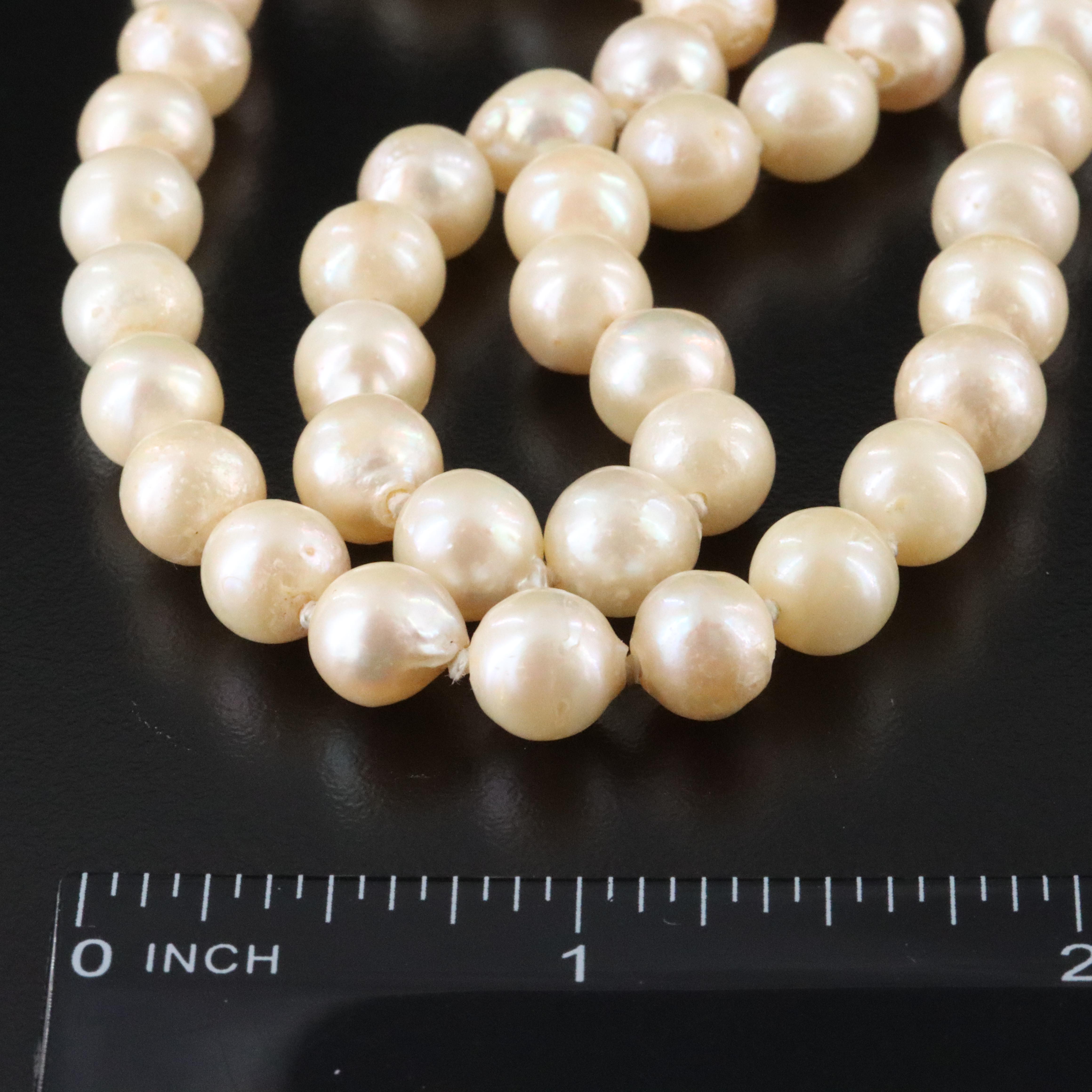 Double-Strand Pearl Necklace with 14K Clasp