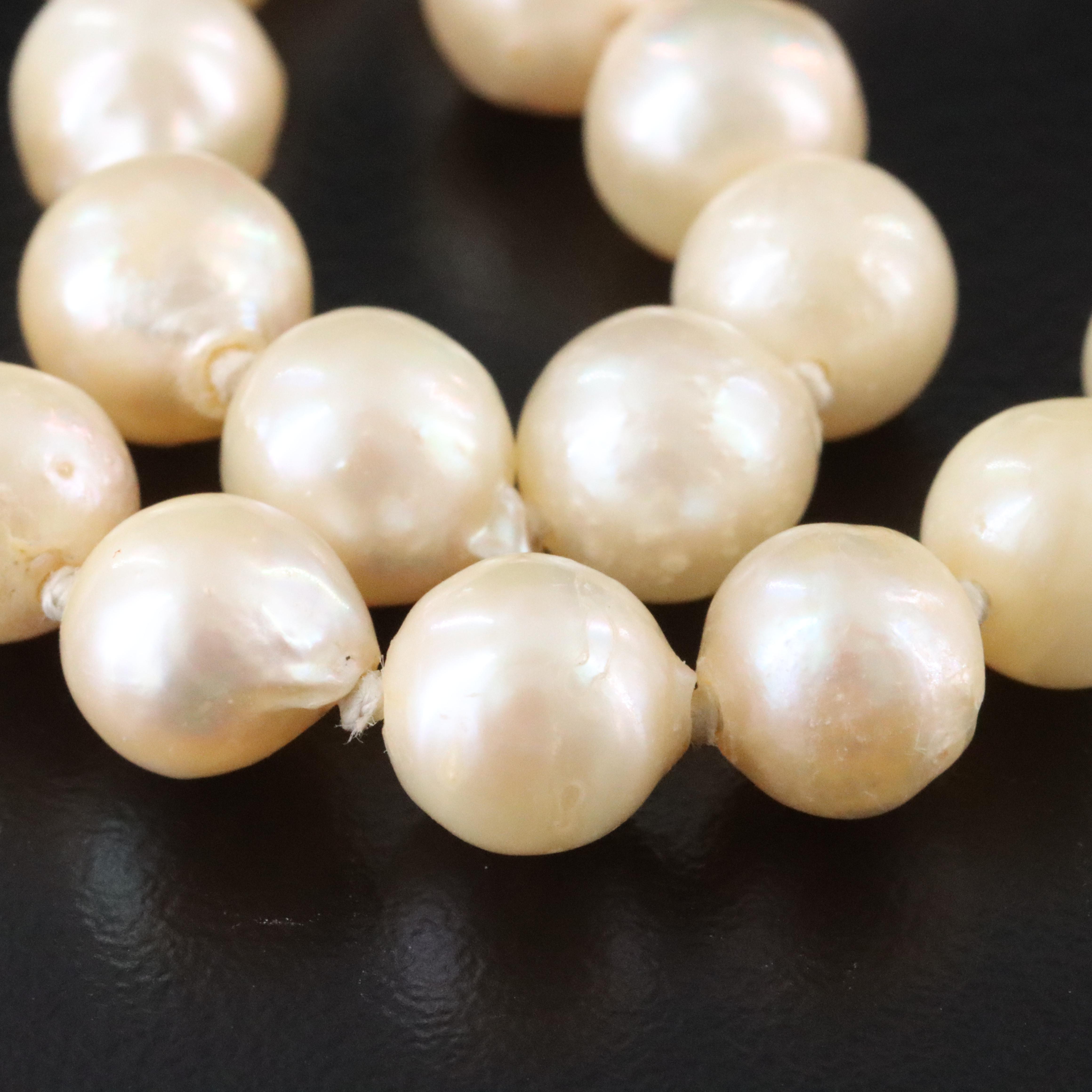 Double-Strand Pearl Necklace with 14K Clasp