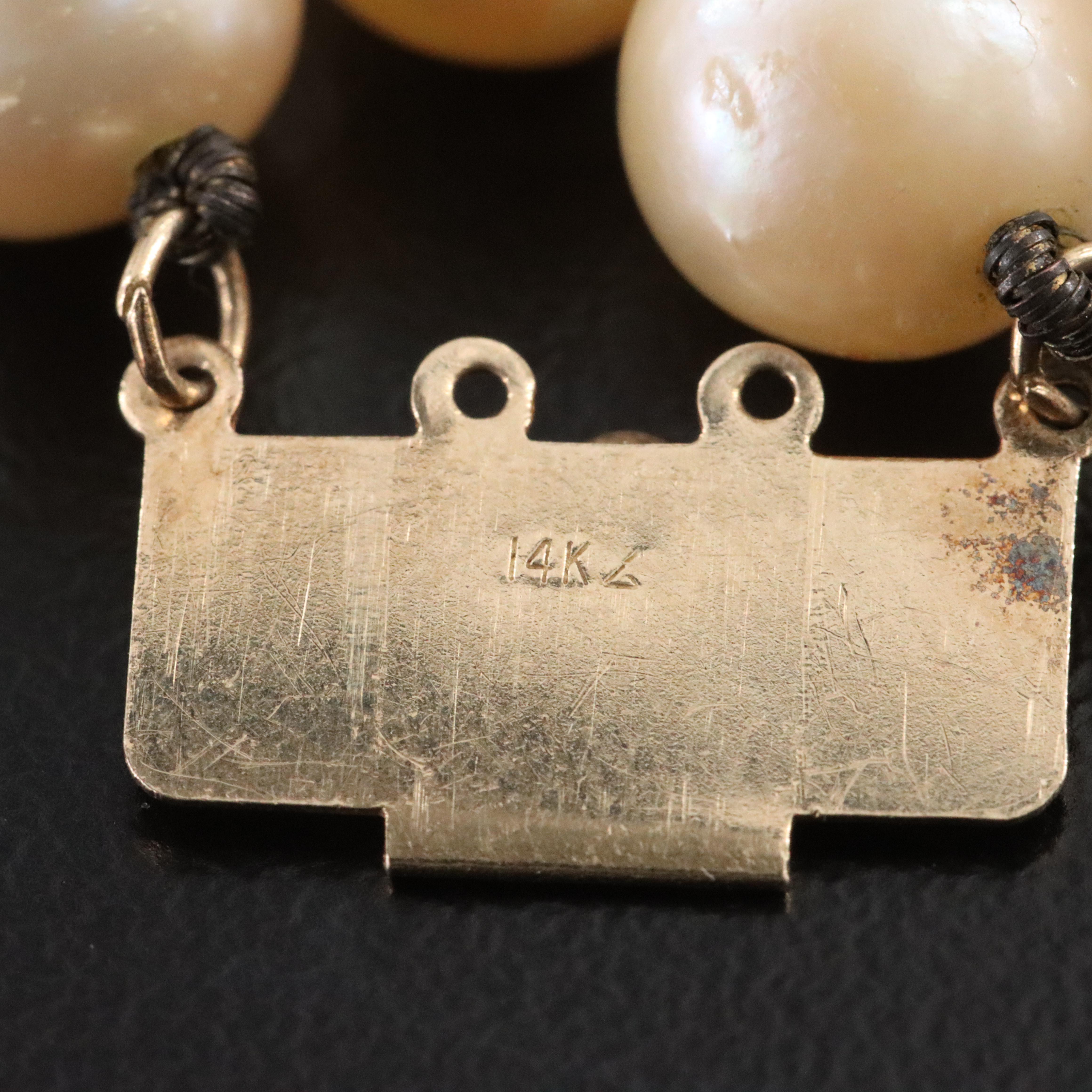 Double-Strand Pearl Necklace with 14K Clasp