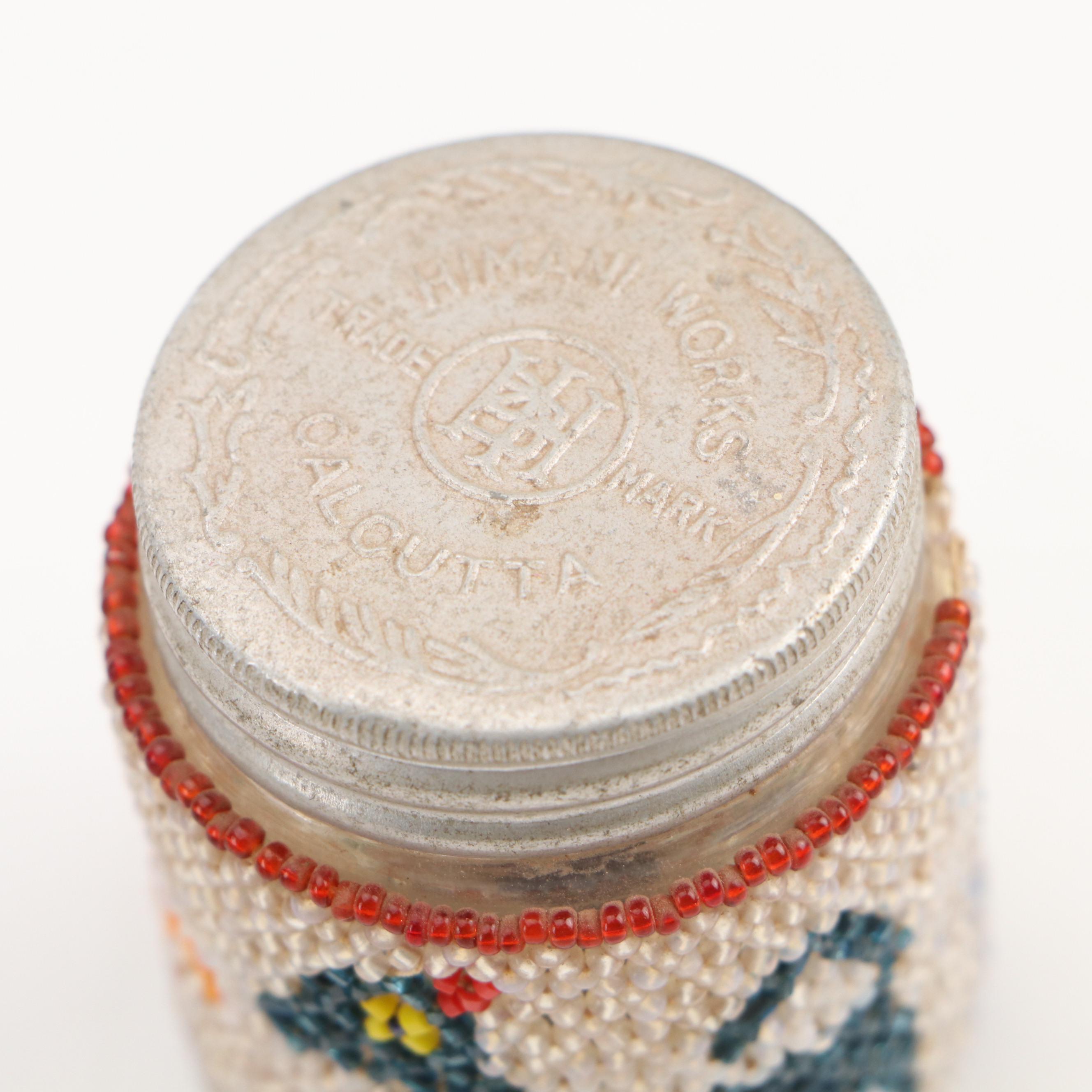 Folk Art Bead Covered Glass Jars