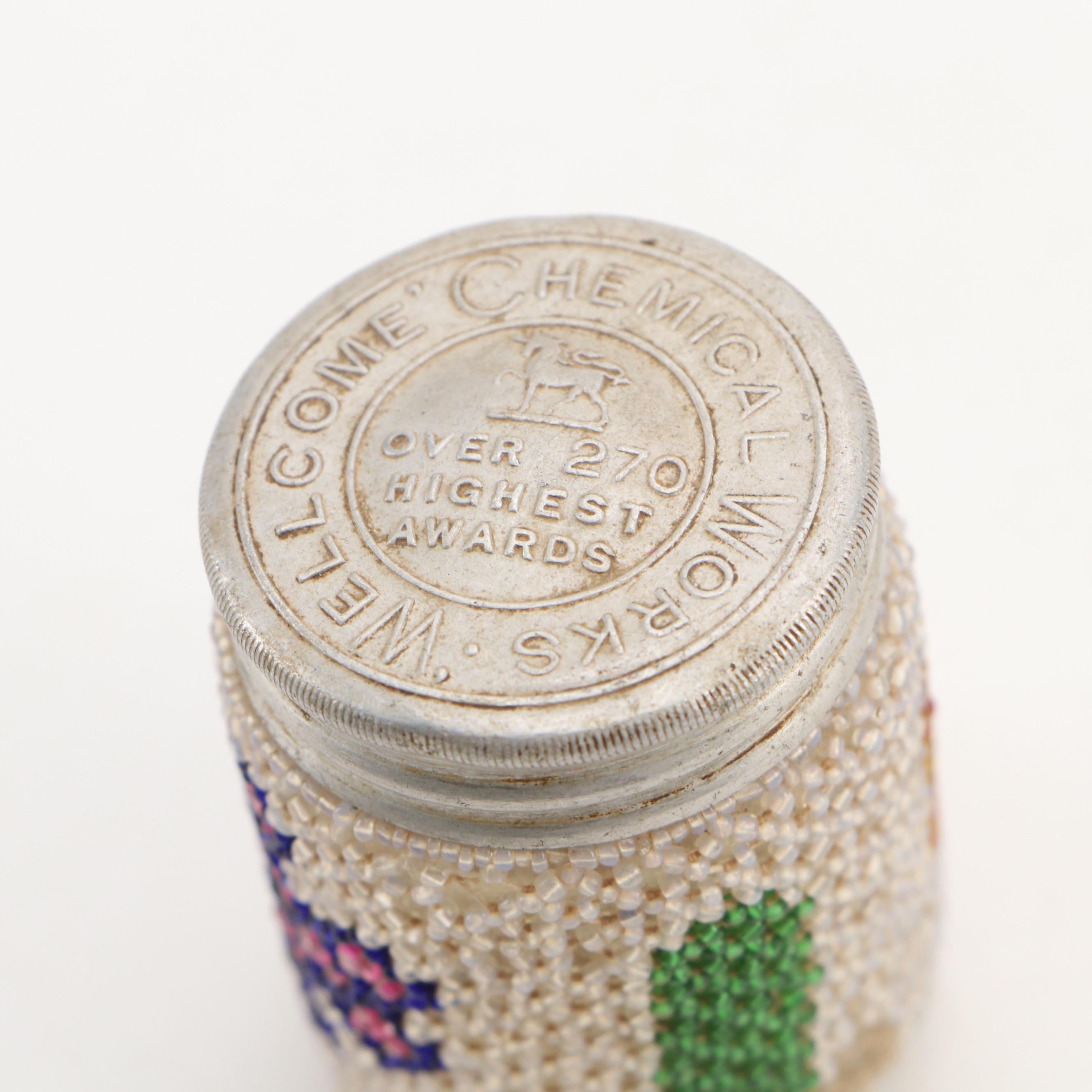 Folk Art Bead Covered Glass Jars