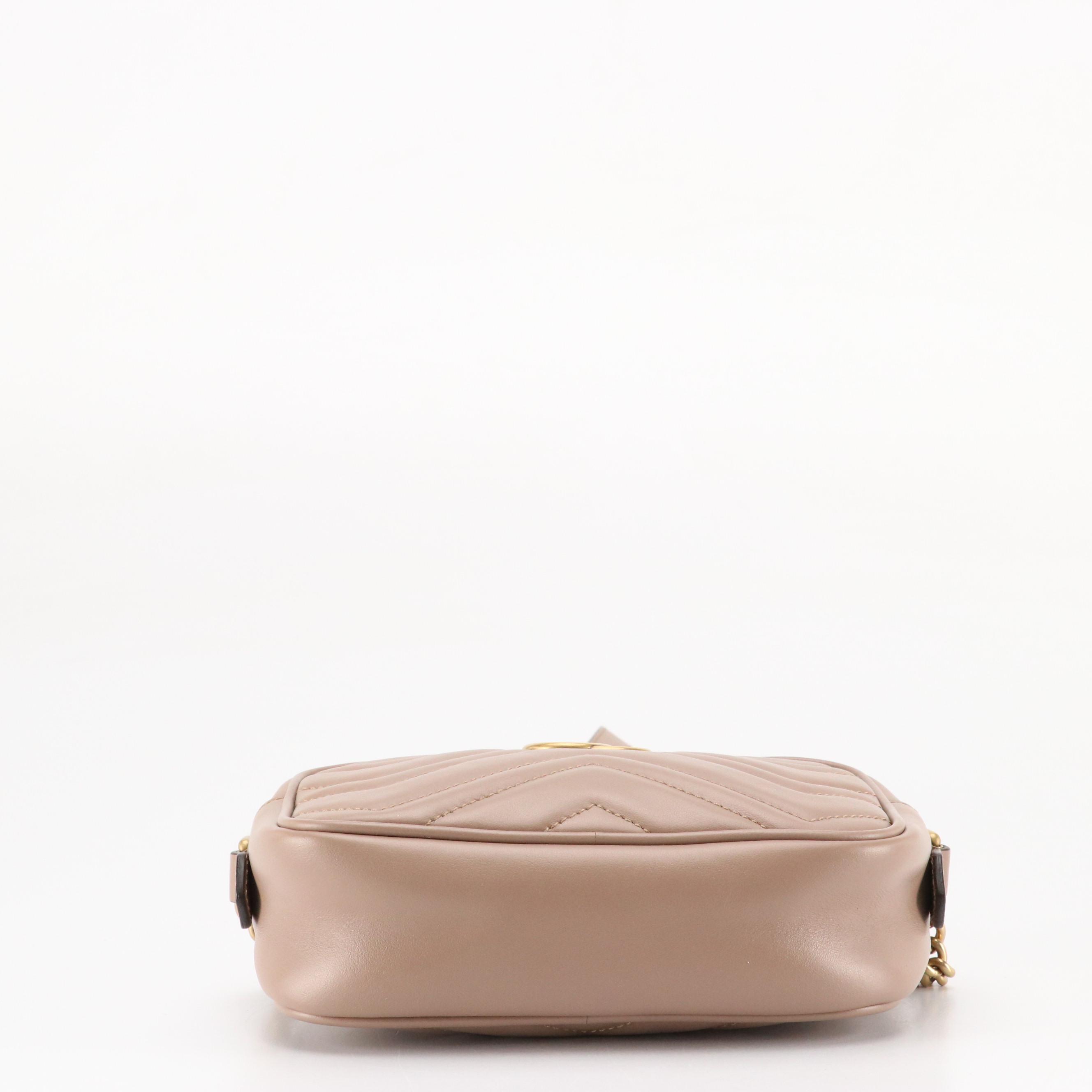 Gucci GG Marmont Crossbody Bag in Taupe Chevron Matelassé Leather