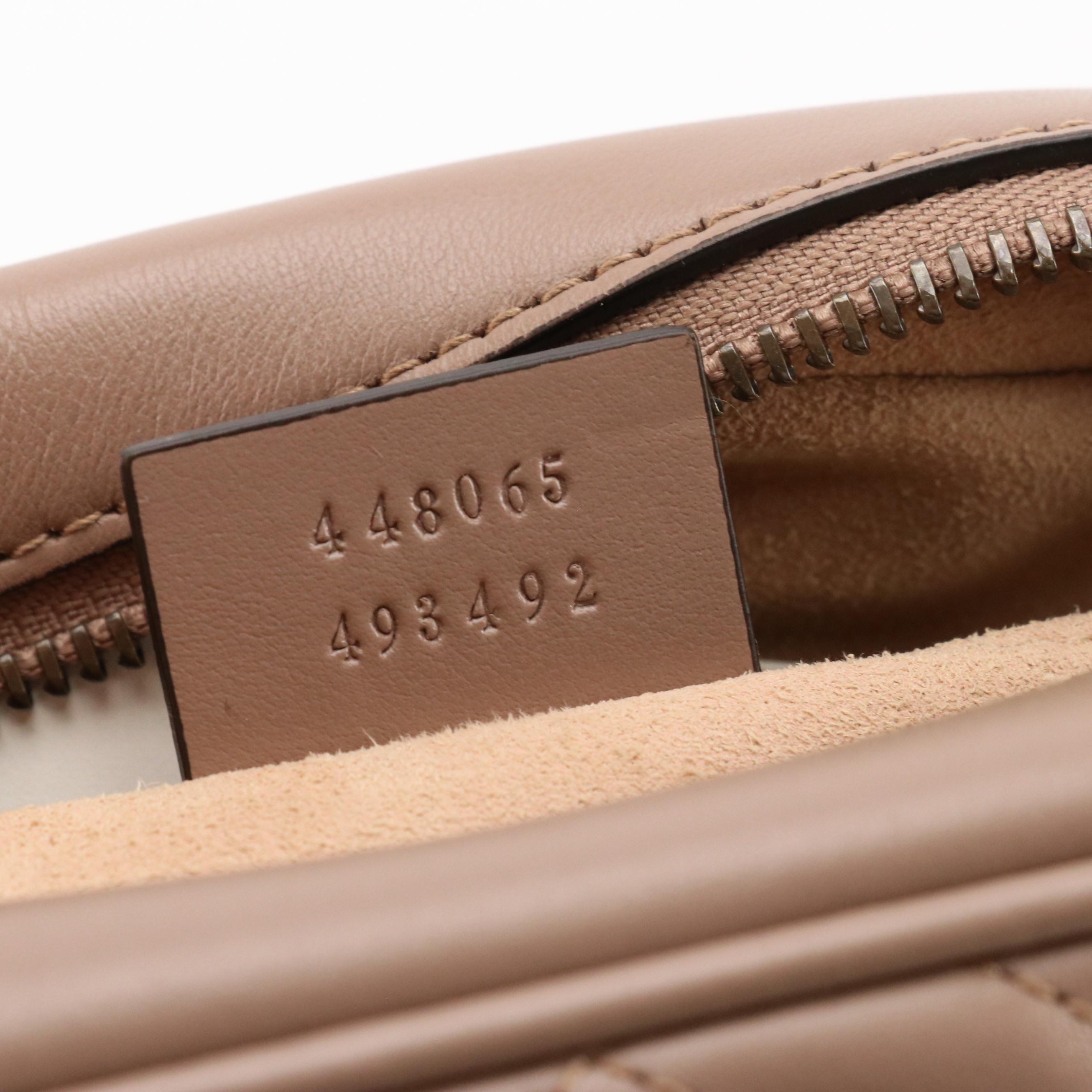 Gucci GG Marmont Crossbody Bag in Taupe Chevron Matelassé Leather