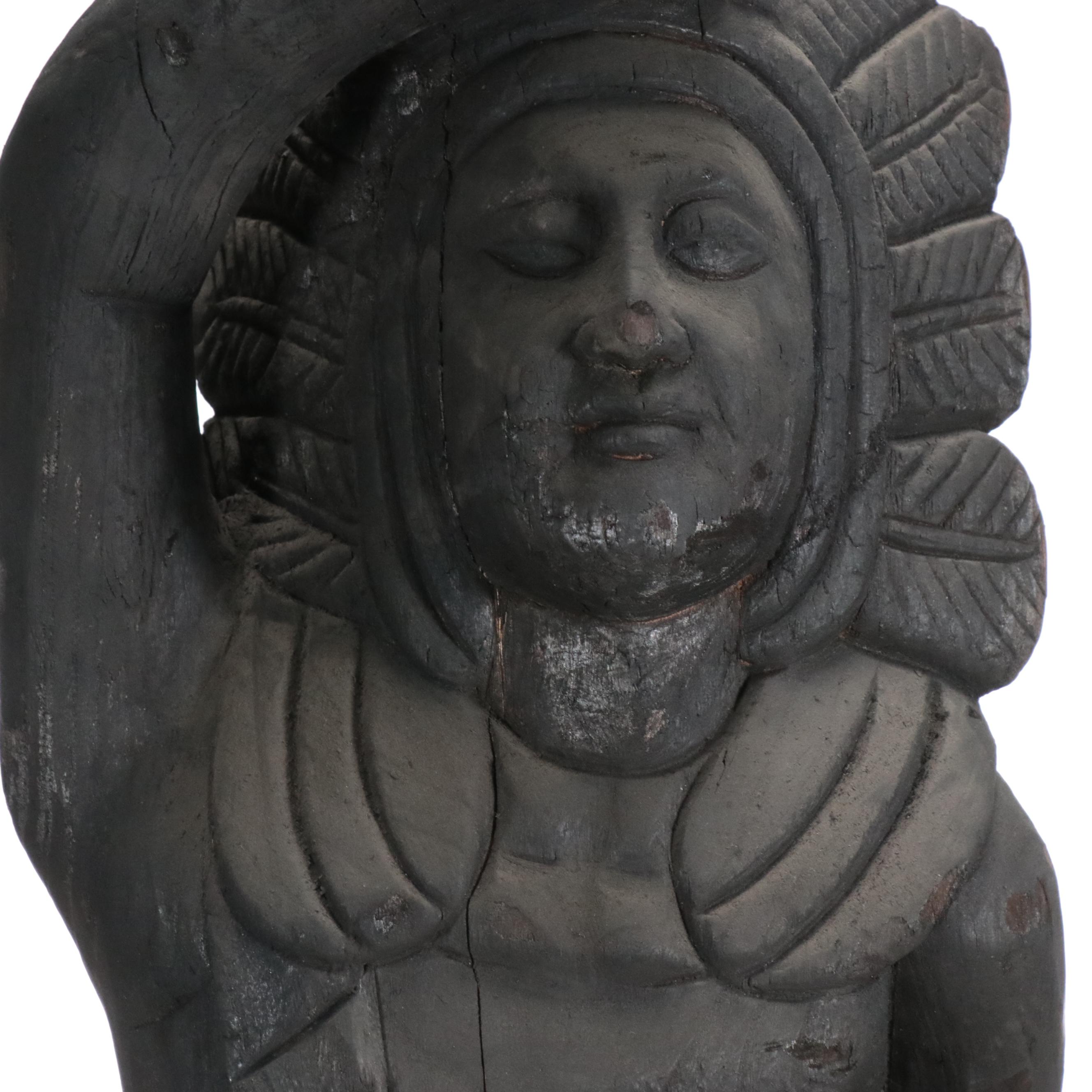 Ebonized Carved Wood Cigar Store Indain