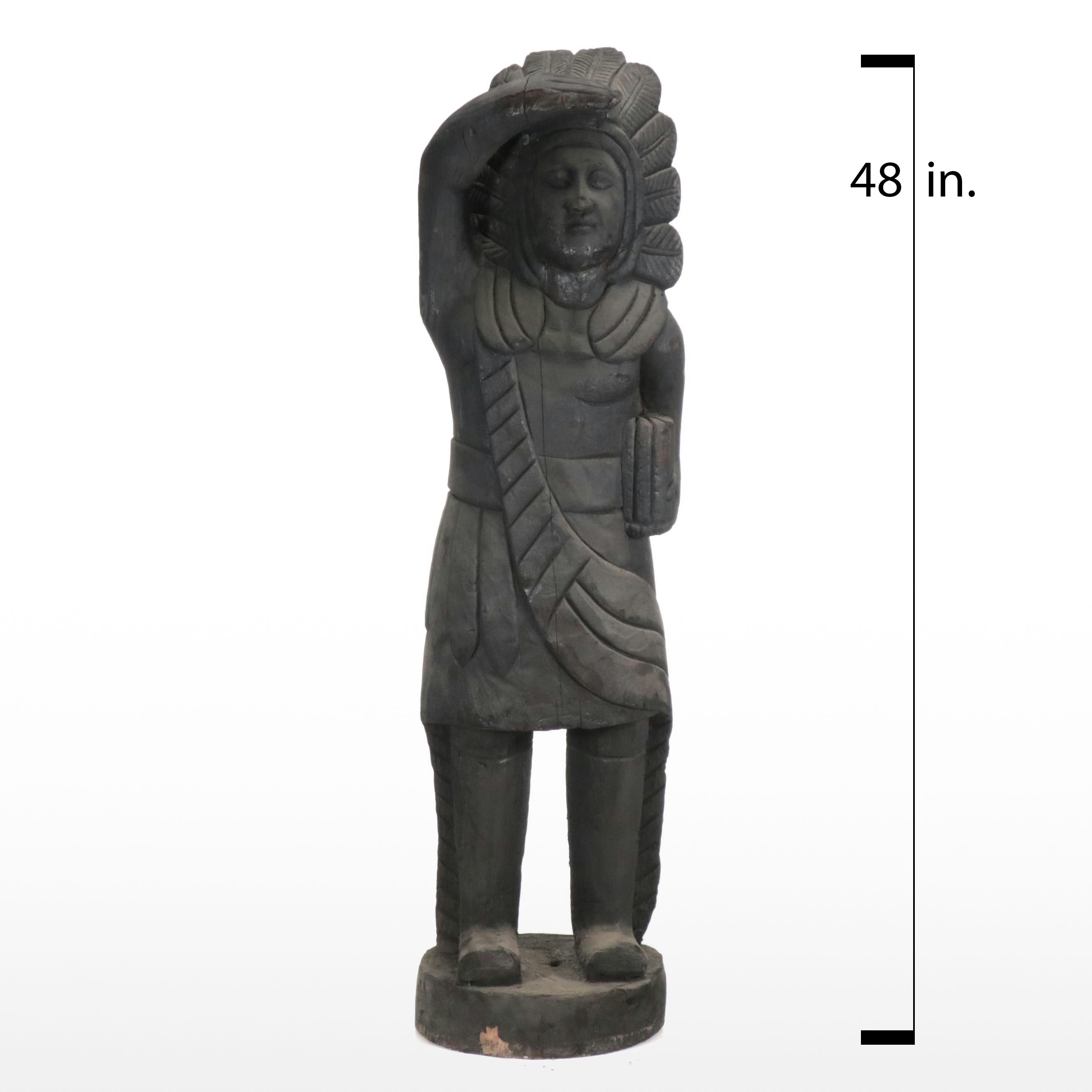 Ebonized Carved Wood Cigar Store Indain