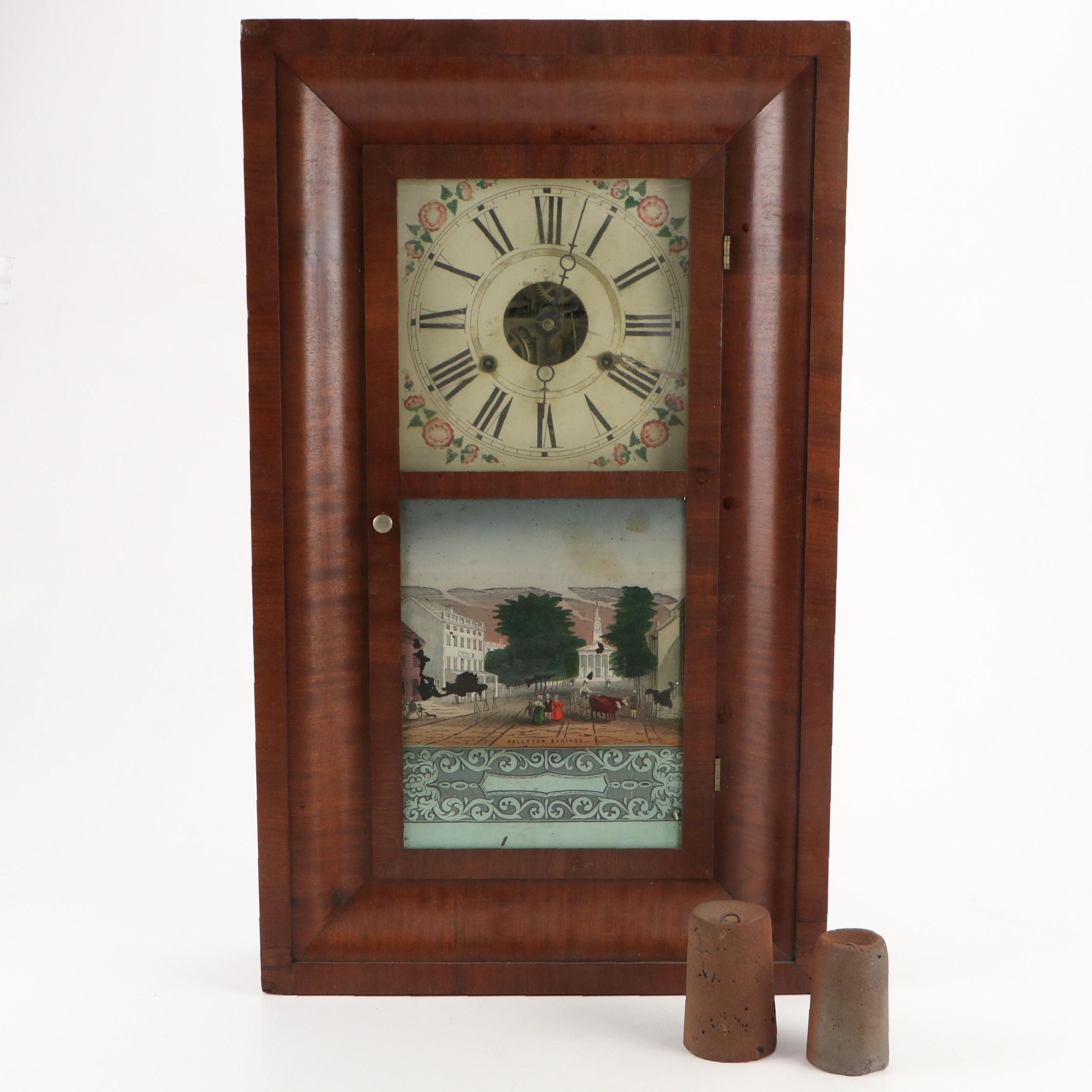 Seth Thomas "Ballston Springs" Reverse Painted Wooden Shelf Clock, 19th Century