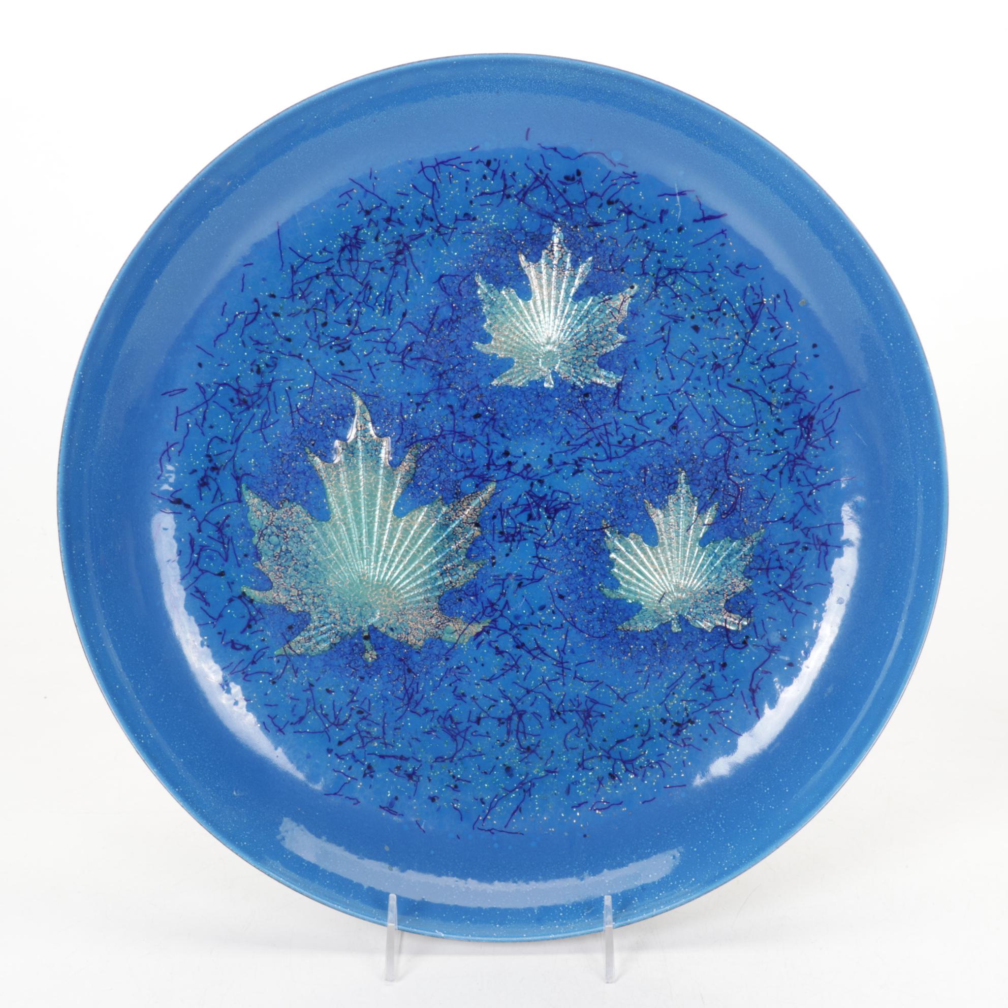 Artisan House Enamels Blue Maple Leaf Bowl with Two Hand Thrown Pierced Pots