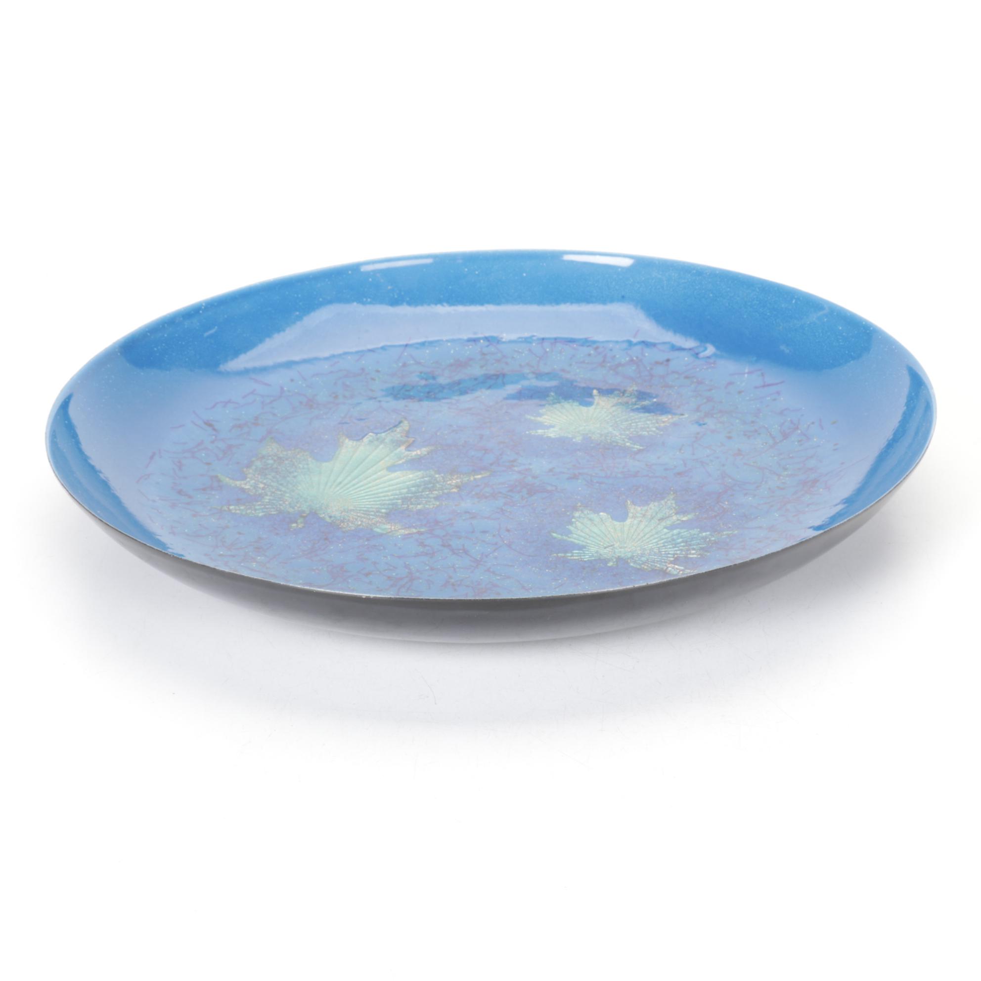 Artisan House Enamels Blue Maple Leaf Bowl with Two Hand Thrown Pierced Pots