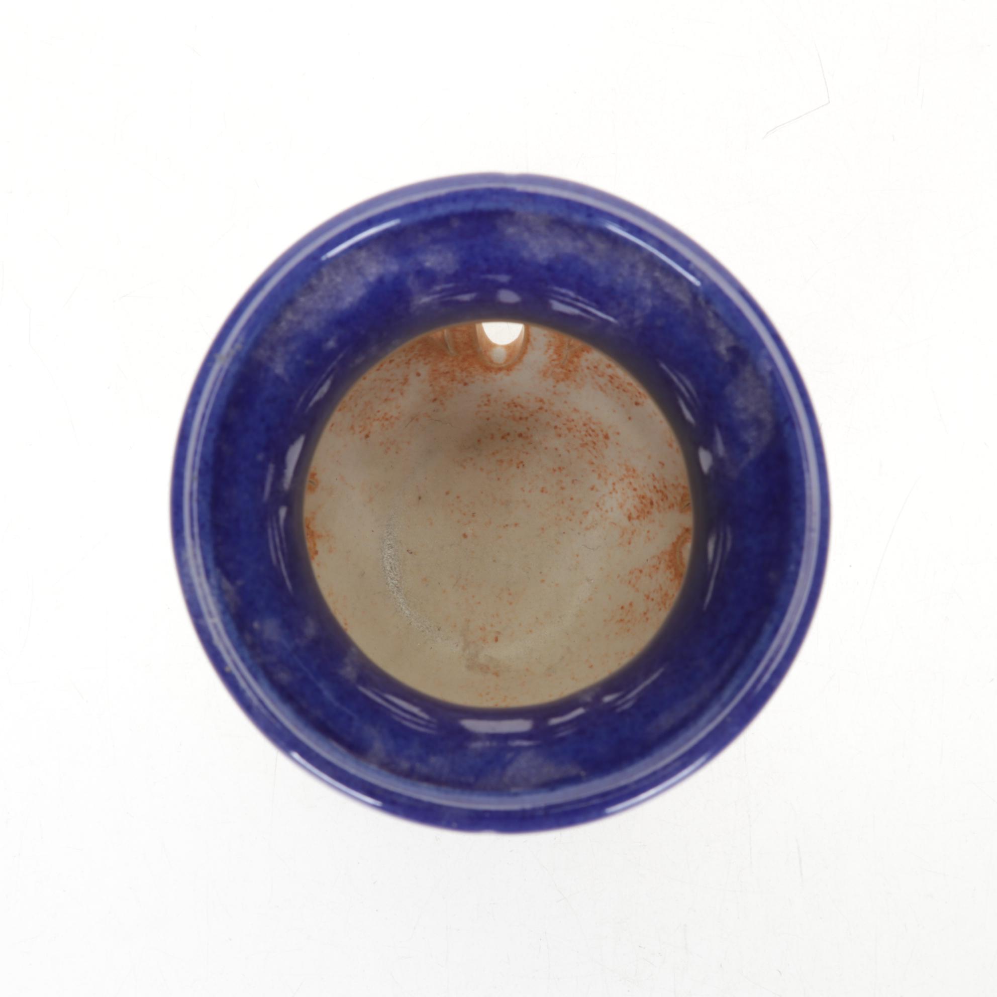 Artisan House Enamels Blue Maple Leaf Bowl with Two Hand Thrown Pierced Pots