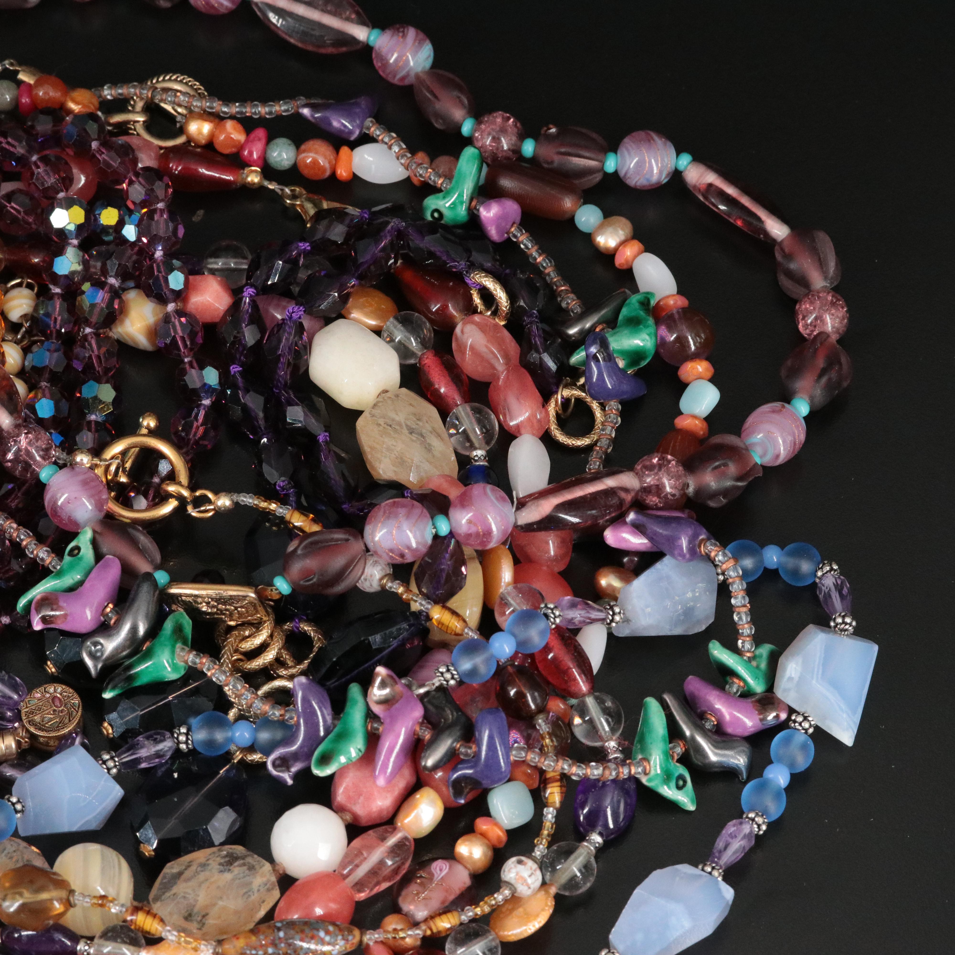 Costume Jewelry Collection Featuring Pearl, Quartzite and Agate