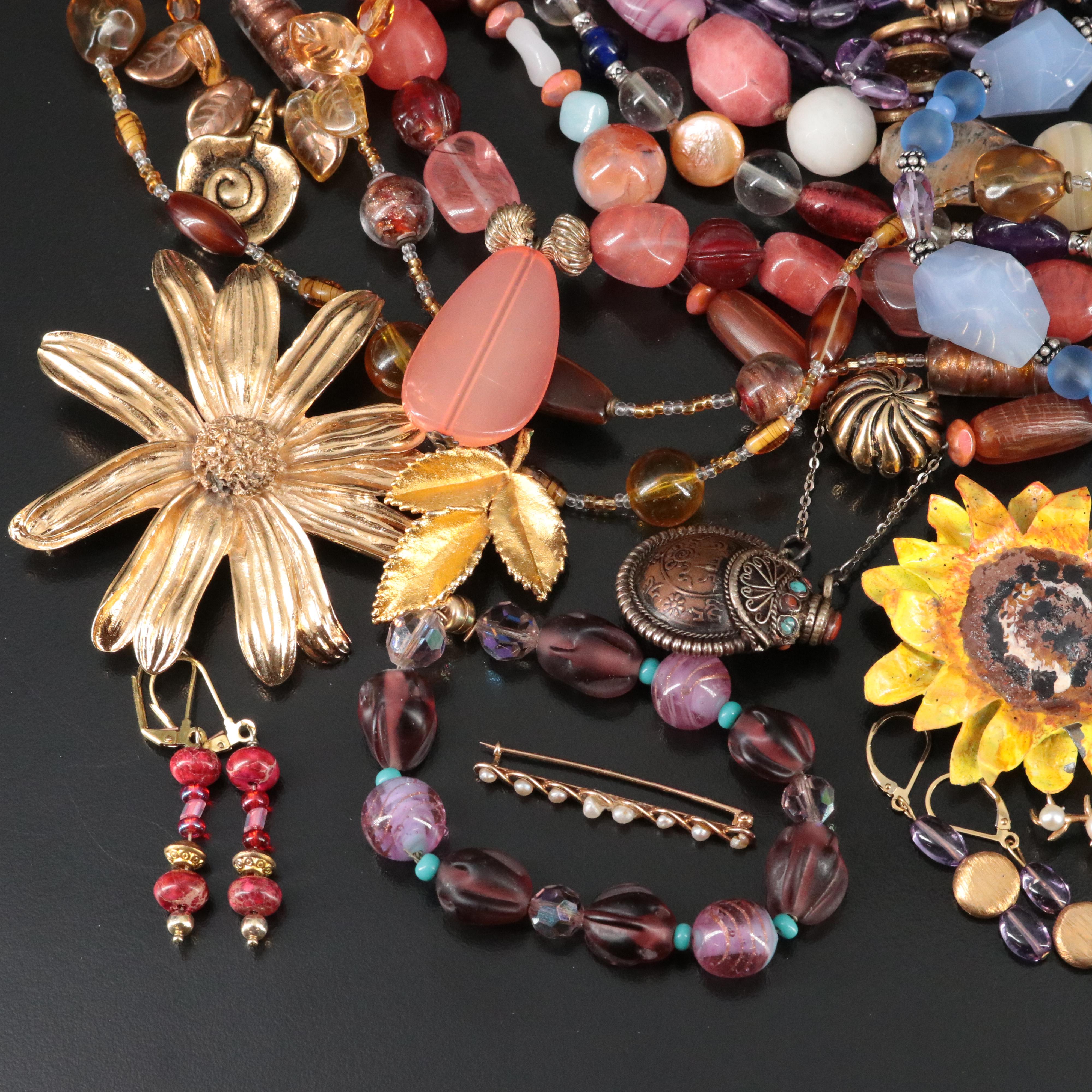 Costume Jewelry Collection Featuring Pearl, Quartzite and Agate