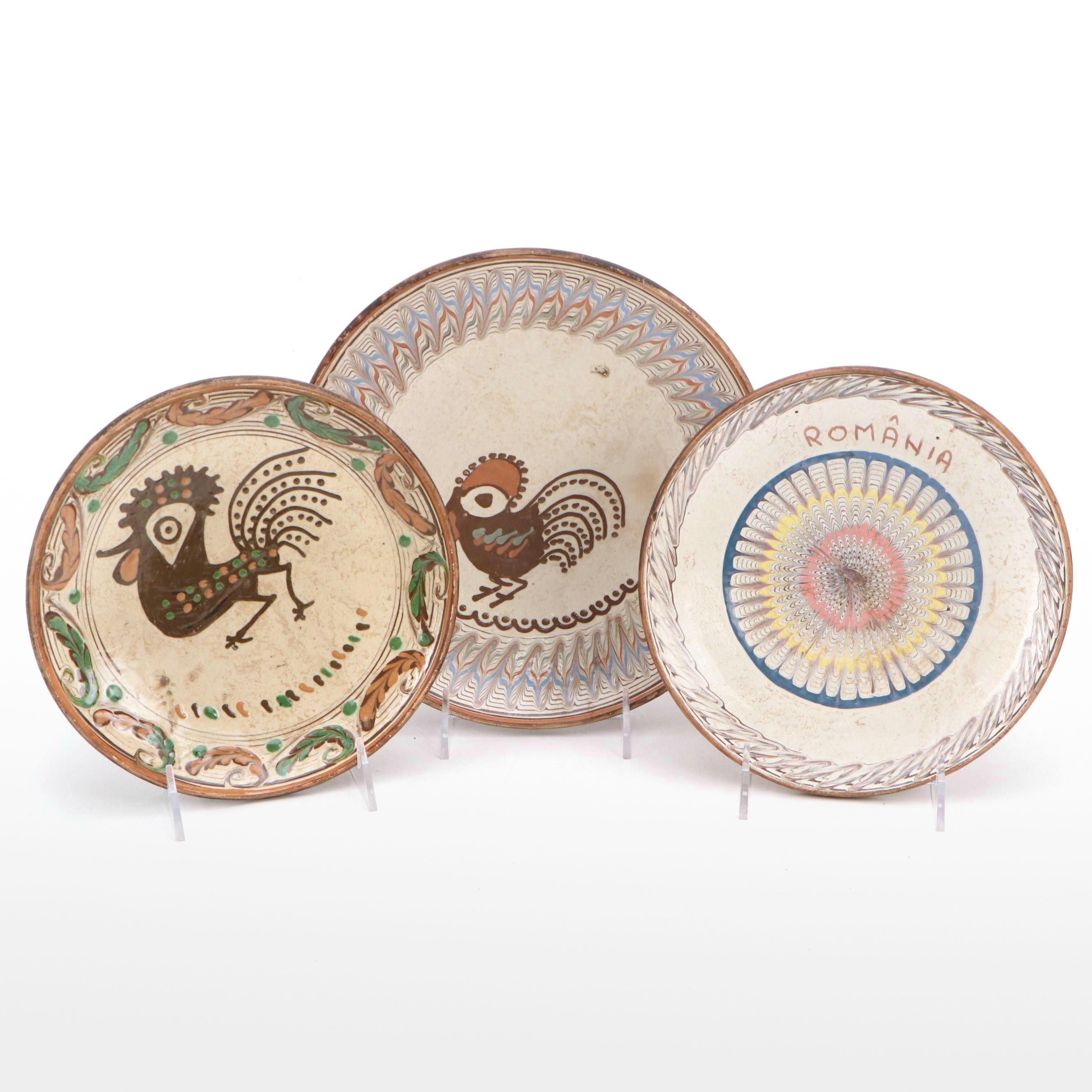 Mischiu Stefan Romanian Folk Art Terracotta Chargers