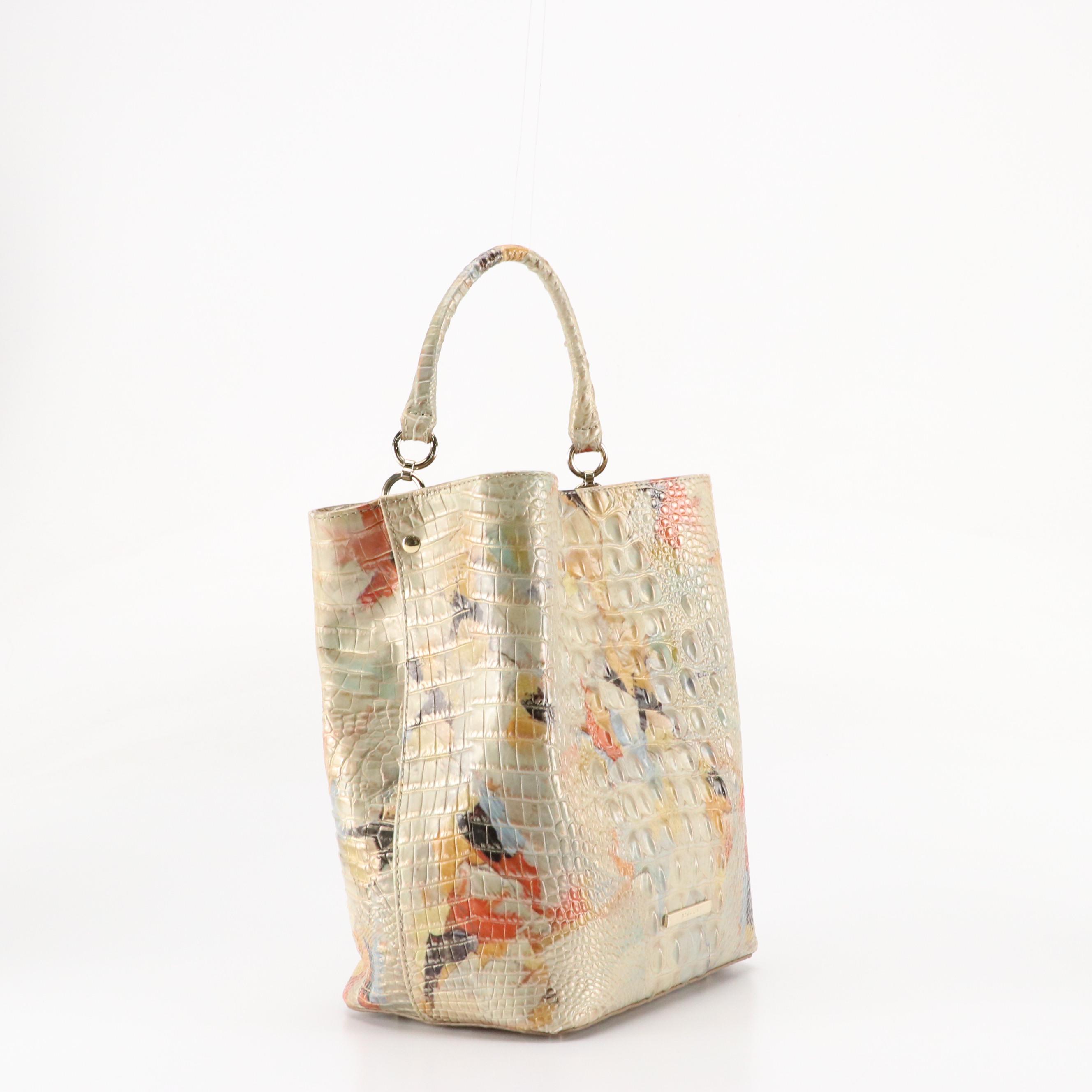 Brahmin Amelia Two-Way Bucket Bag in Oasis Melbourne Croc Embossed Leather