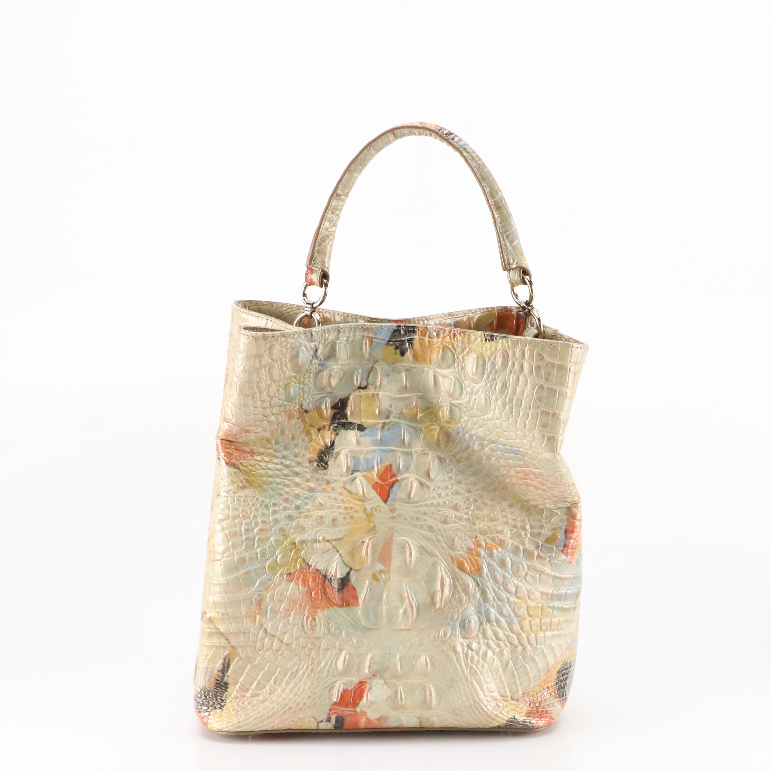 Brahmin Amelia Two-Way Bucket Bag in Oasis Melbourne Croc Embossed Leather