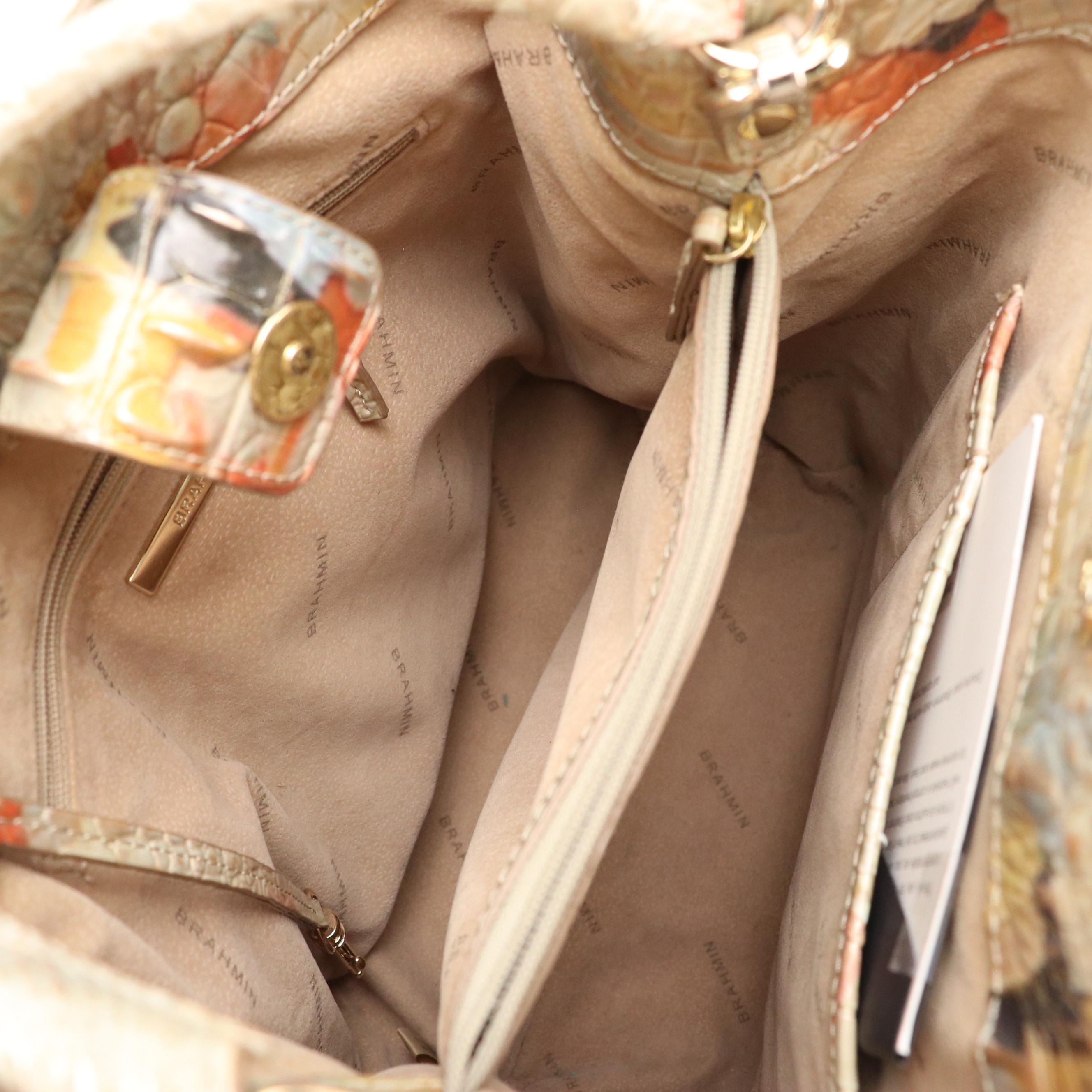 Brahmin Amelia Two-Way Bucket Bag in Oasis Melbourne Croc Embossed Leather