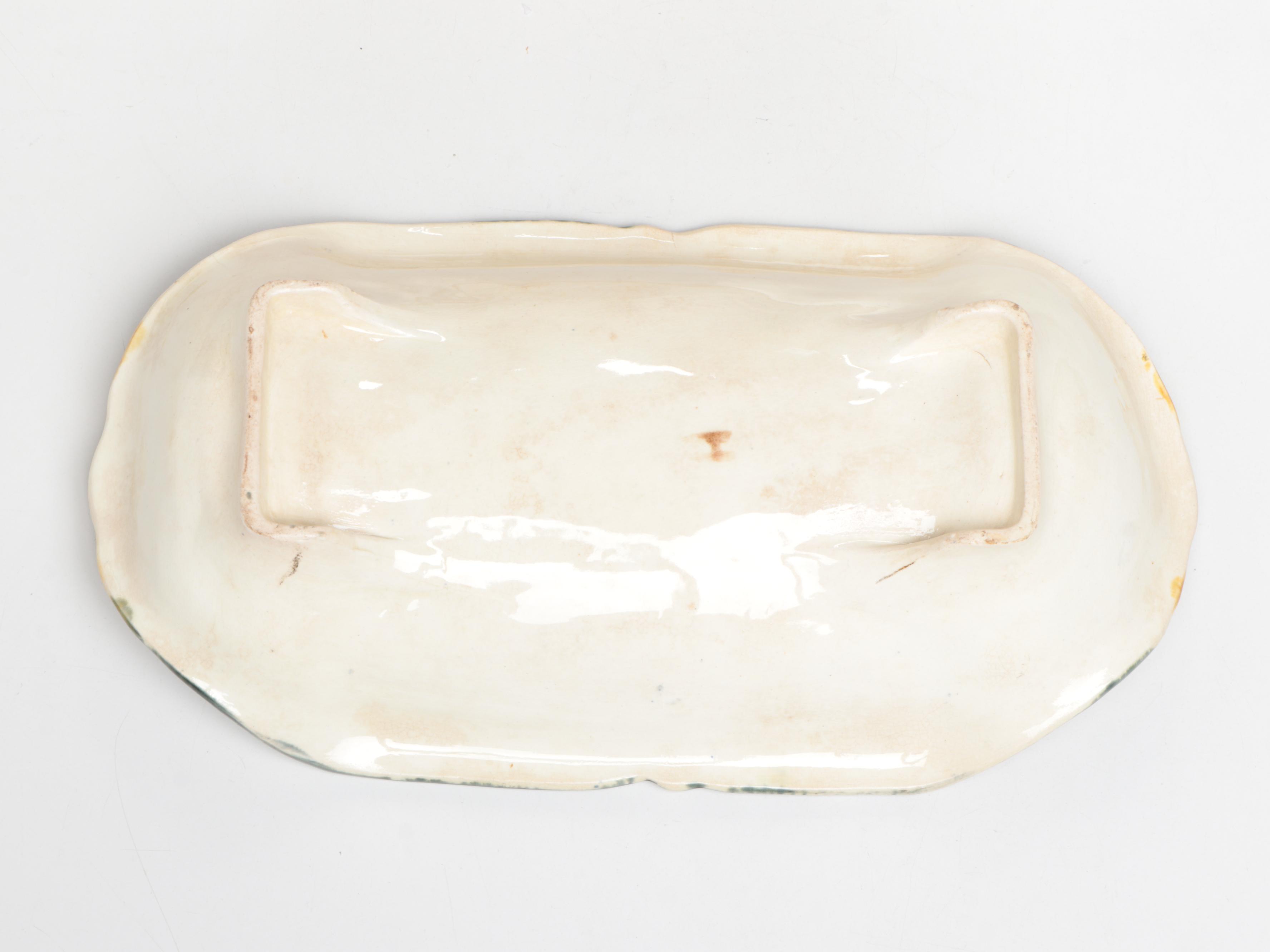 French Style Majolica Asparagus Plate and Platter, Late 19th/Early 20th Century