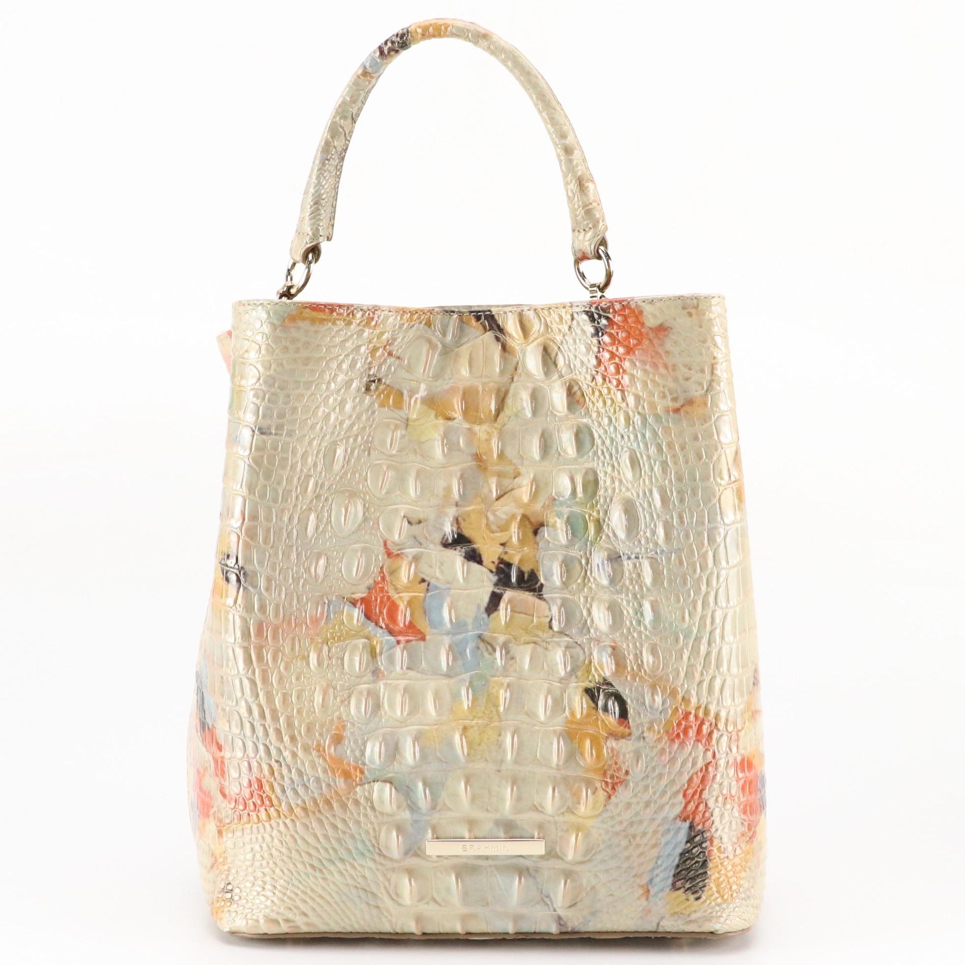 Brahmin Amelia Two-Way Bucket Bag in Oasis Melbourne Croc Embossed Leather