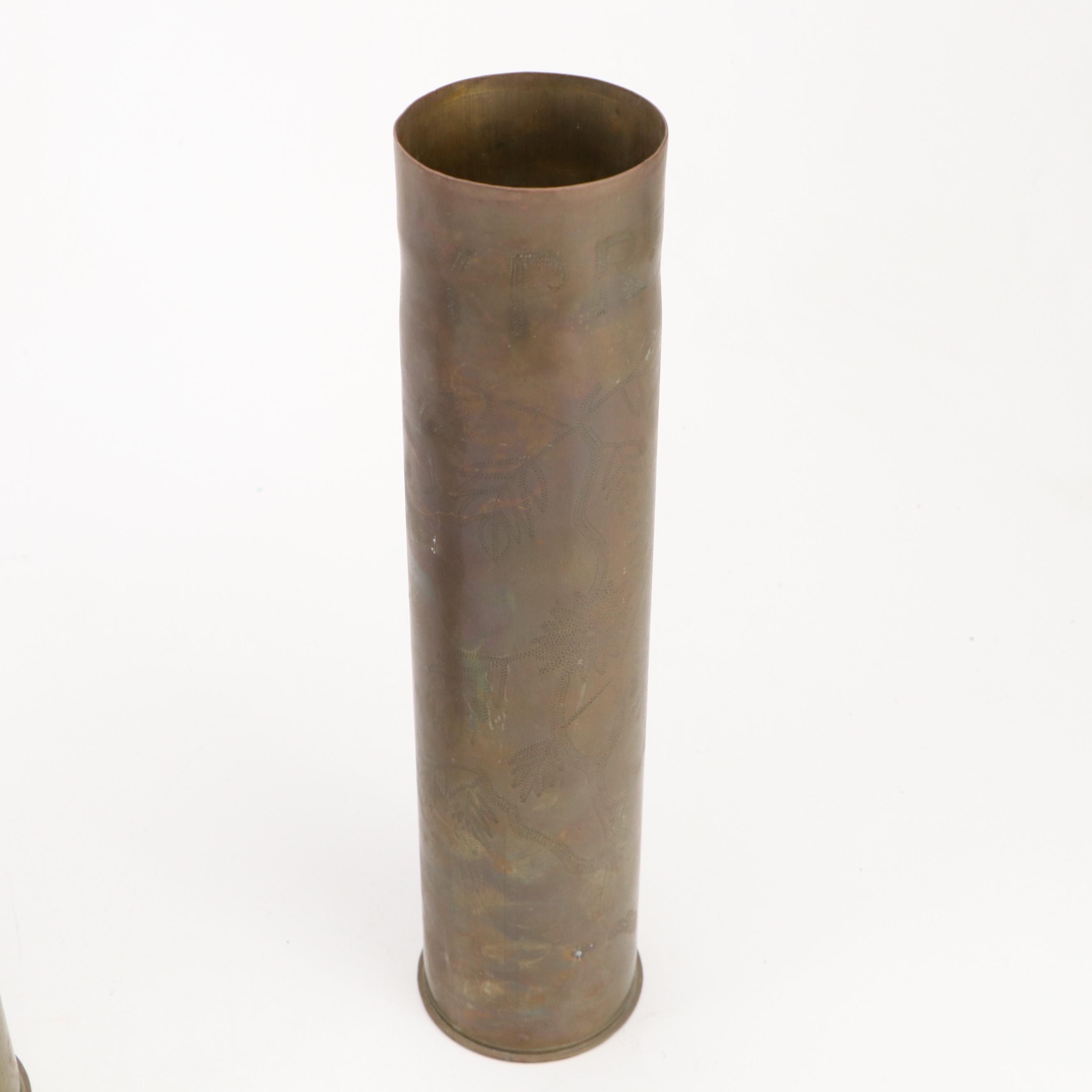 WWI Era Trench Art Brass Shells