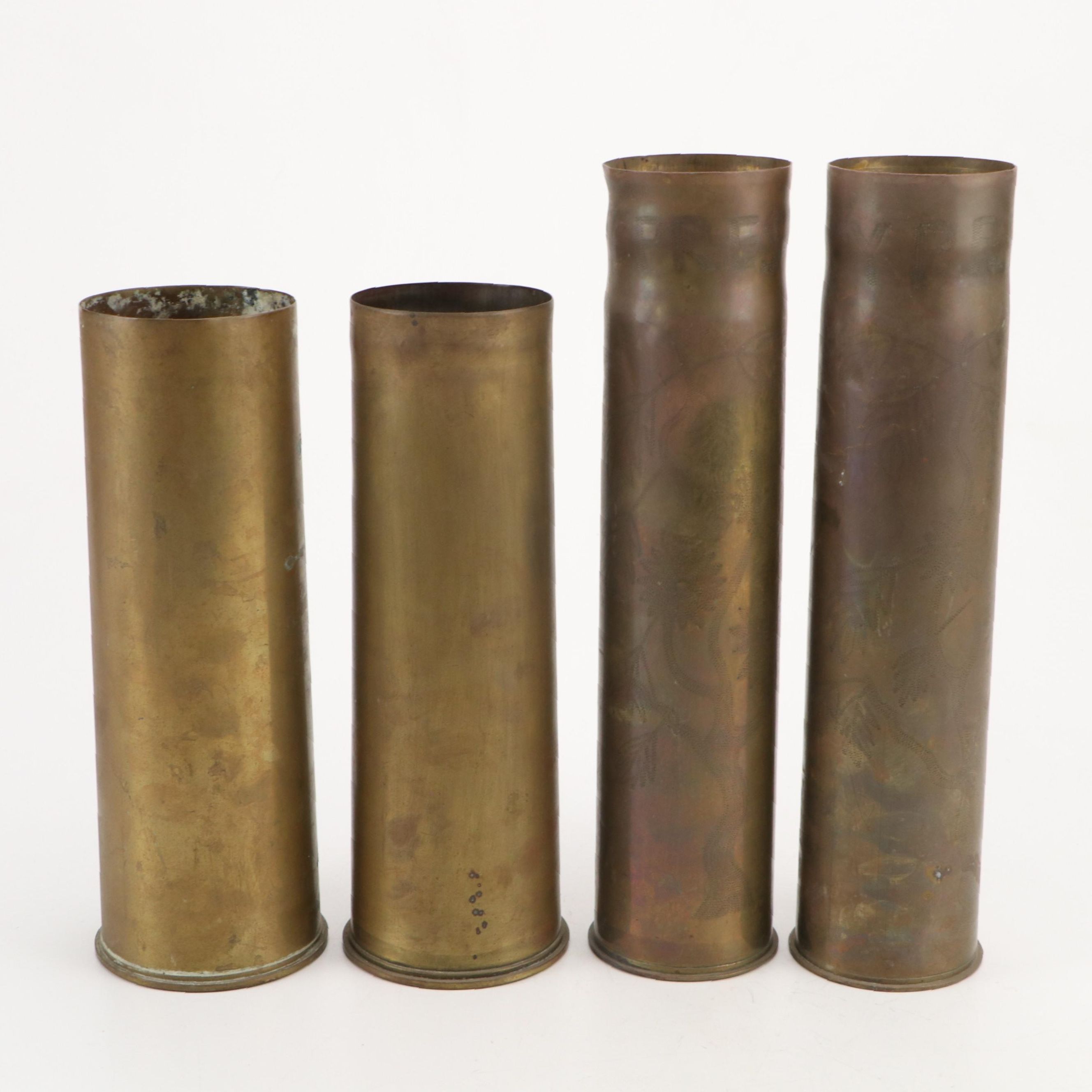 WWI Era Trench Art Brass Shells