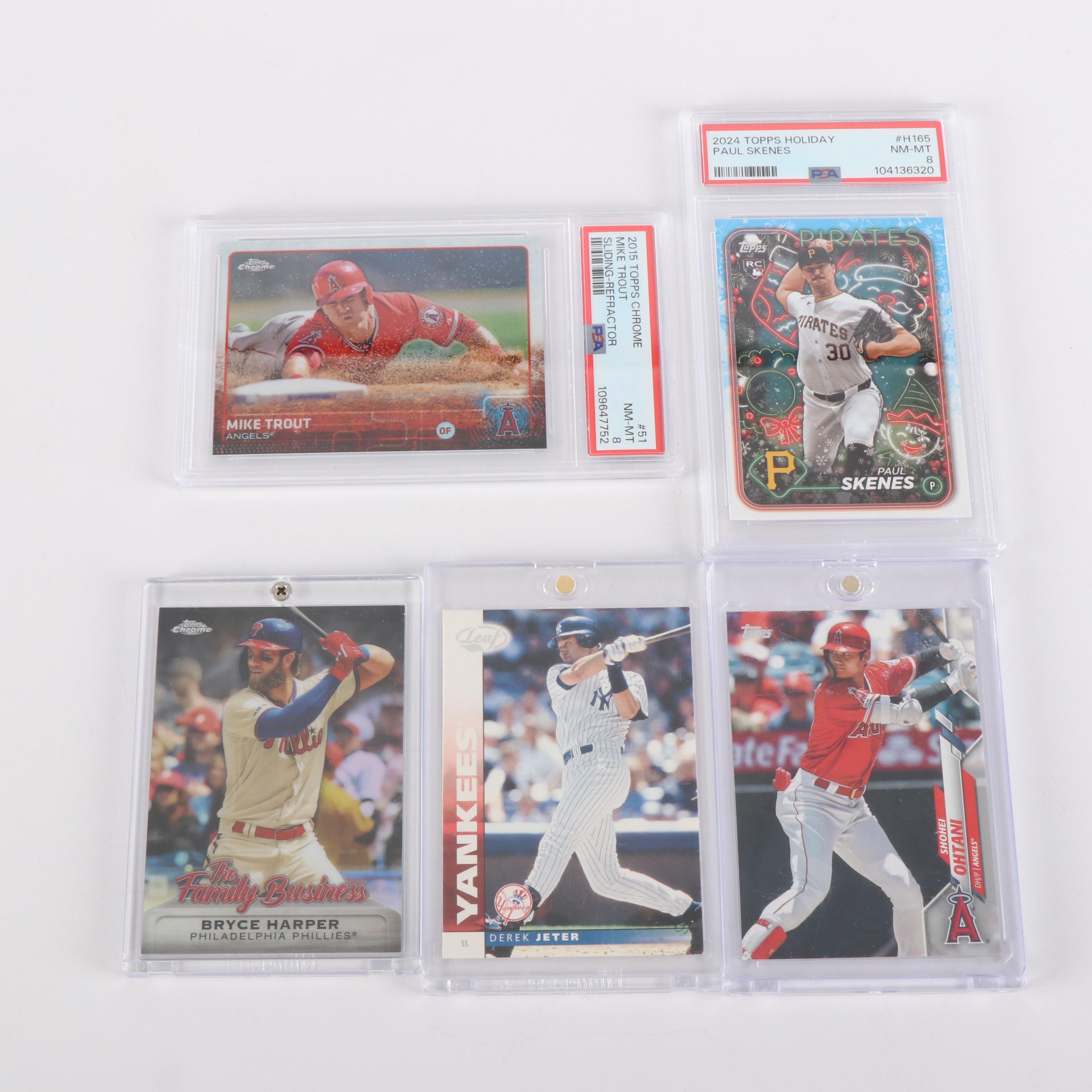 250+ Baseball Card Lot with Skenes Rookie, Judge, Ohtani, Harper, Trout, Jeter