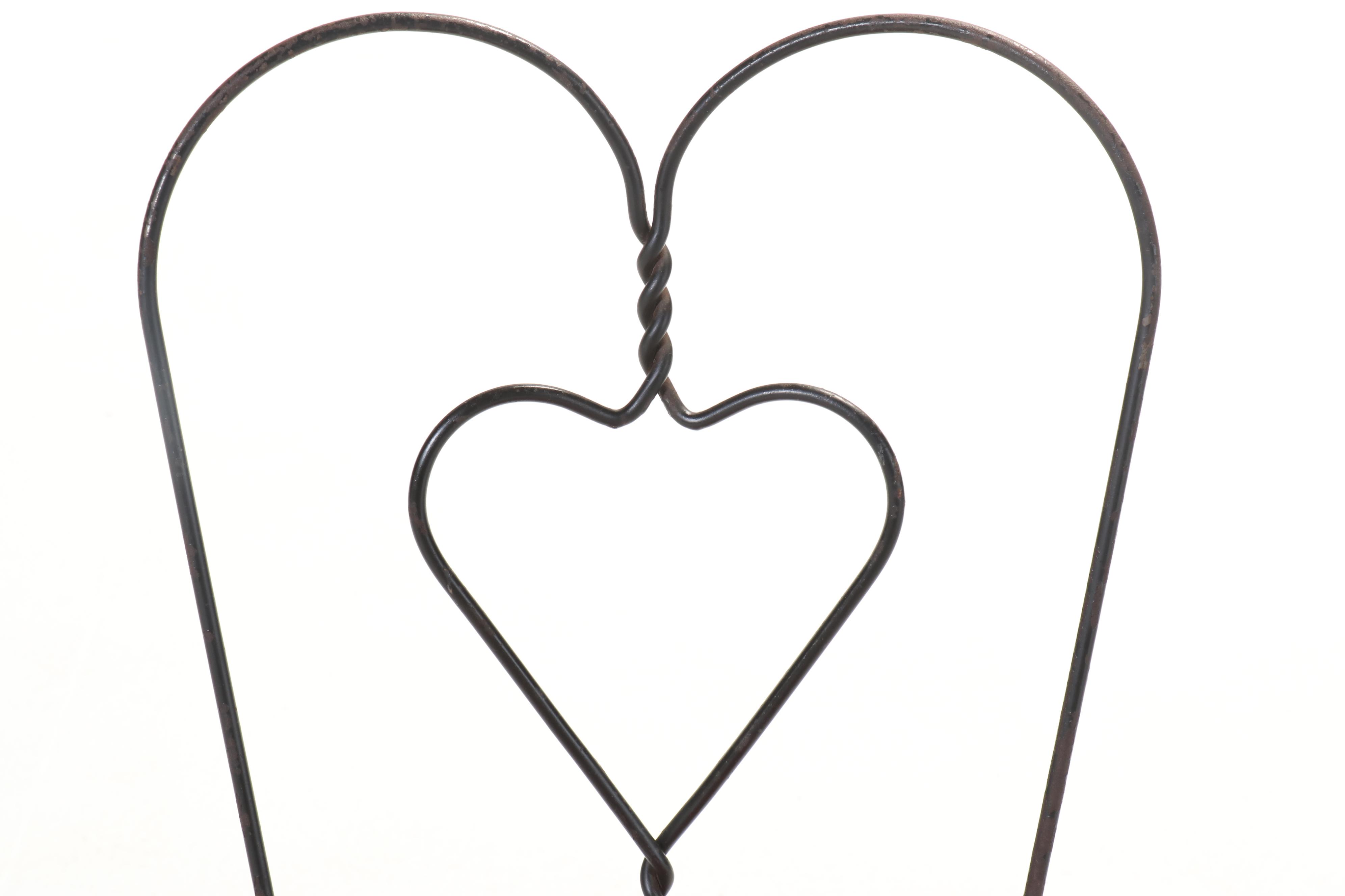 Set of Four Metal Heart Shaped Ice Cream Parlor Chairs with Wooden Seats