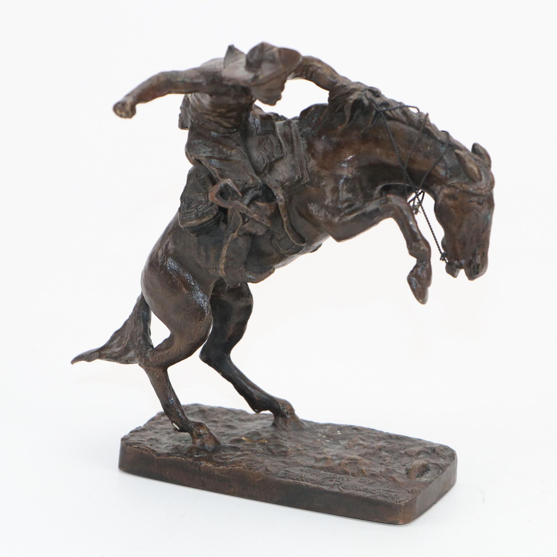 The Franklin Mint Bronzed Metal "The Broncho Buster" After Frederic Remington