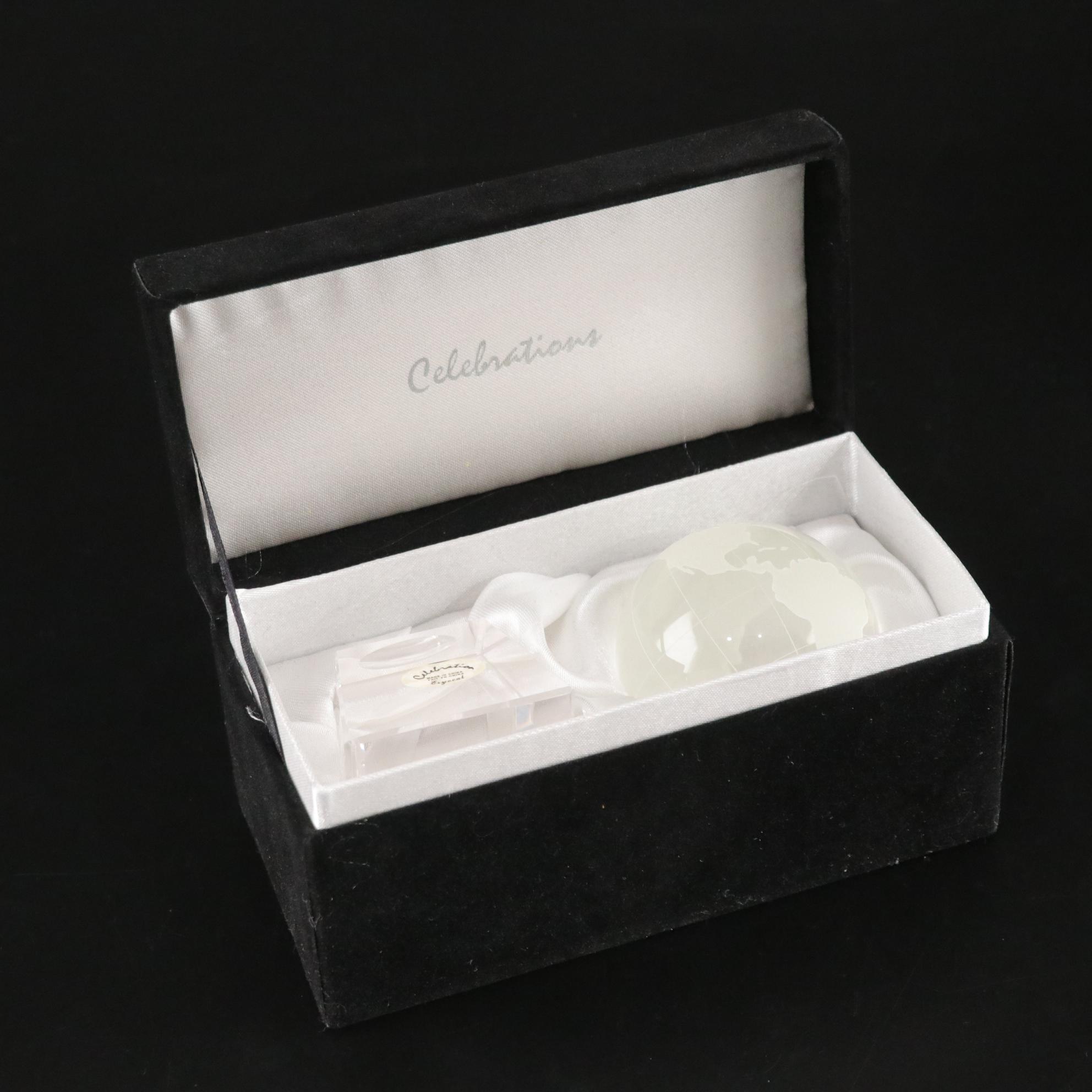 Royal Gallery Montparnasse Lead Crystal Alarm Clock with Crystal Globe