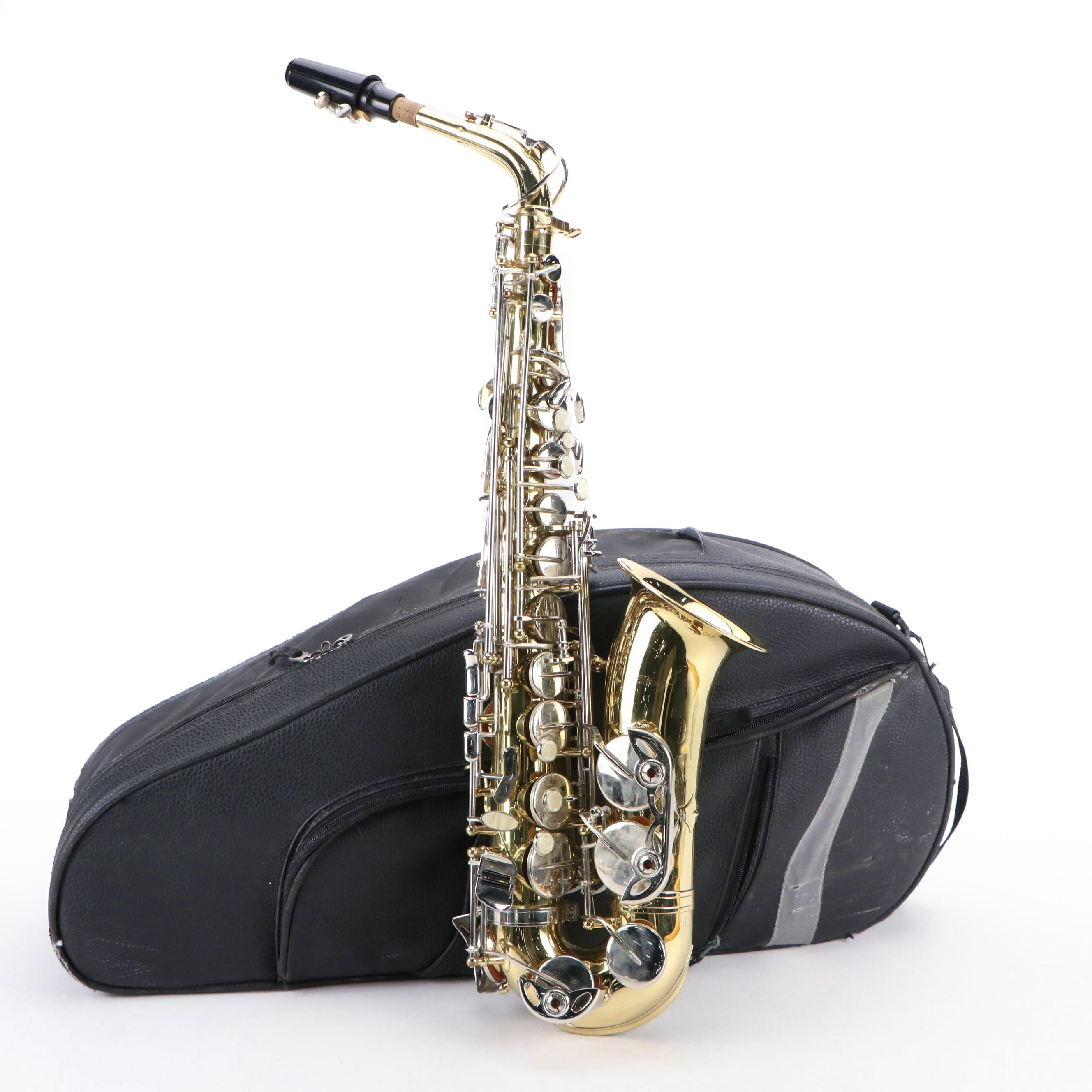 Borg Lacquered Brass and Nickle Alto Saxophone with Padded Vinyl Travel Case
