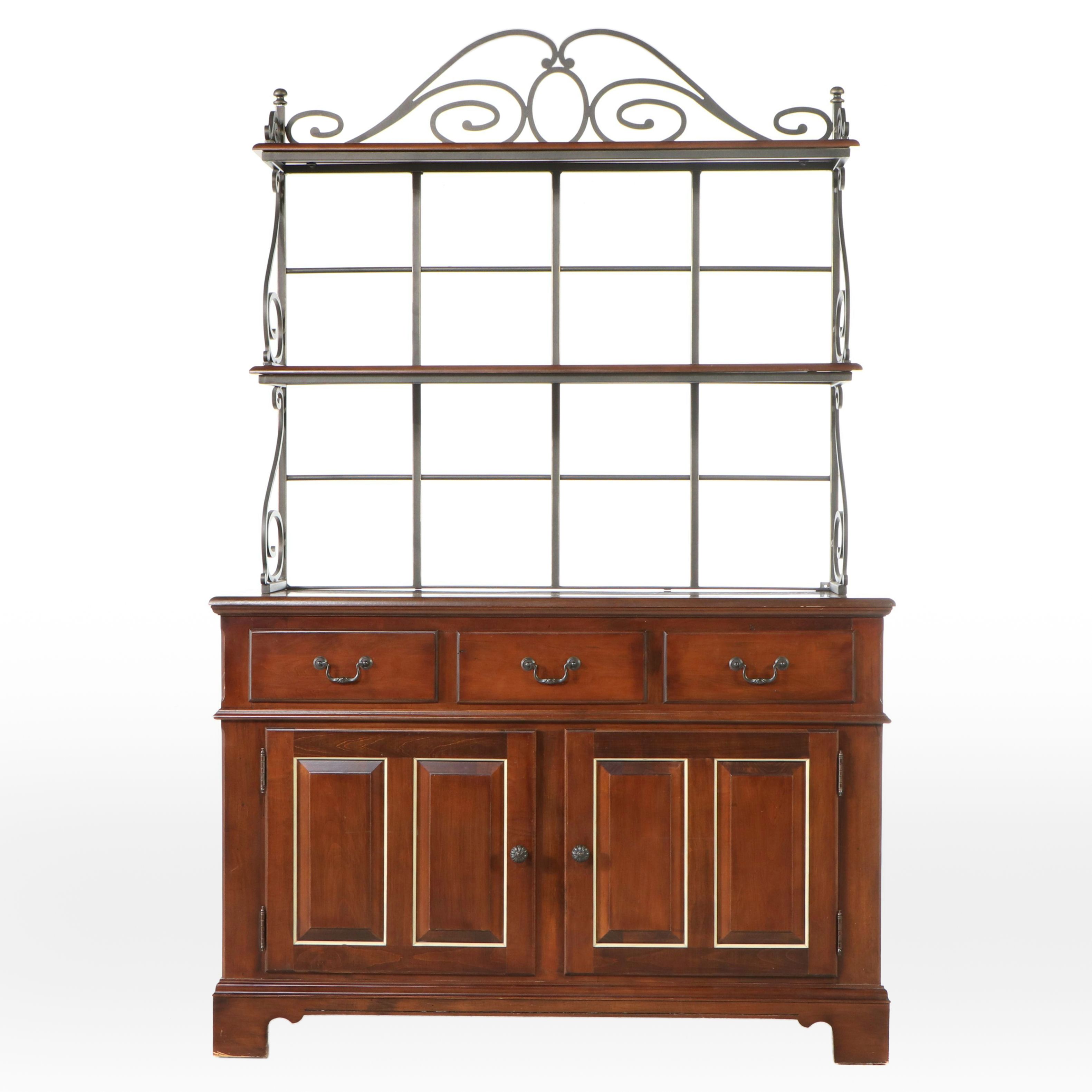 Hitchcock Colonial Revival Style Cherry and Iron Buffet with Hutch