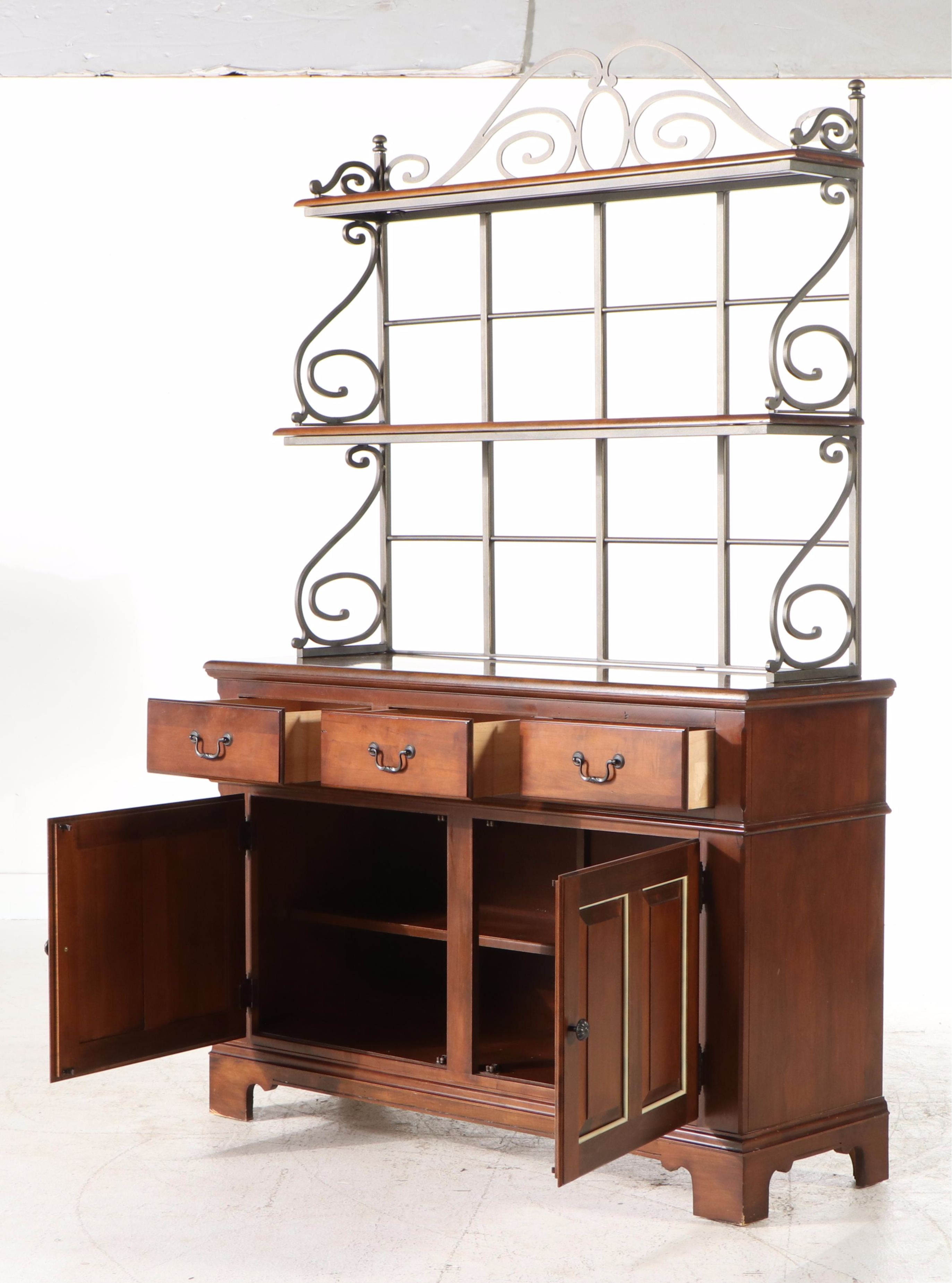 Hitchcock Colonial Revival Style Cherry and Iron Buffet with Hutch