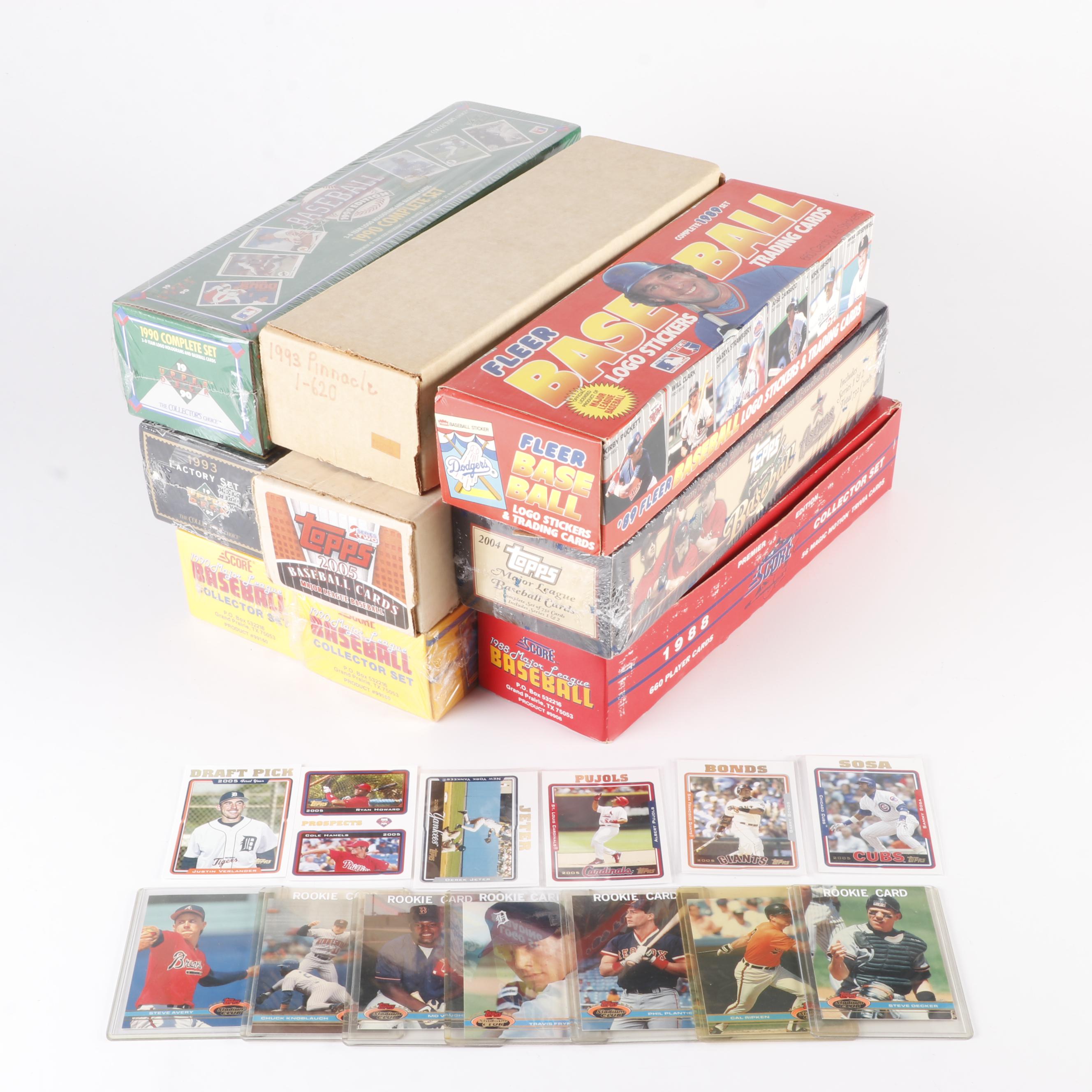 Nine Complete Baseball Card Year Sets, Topps, Score, Upper Deck, and Others