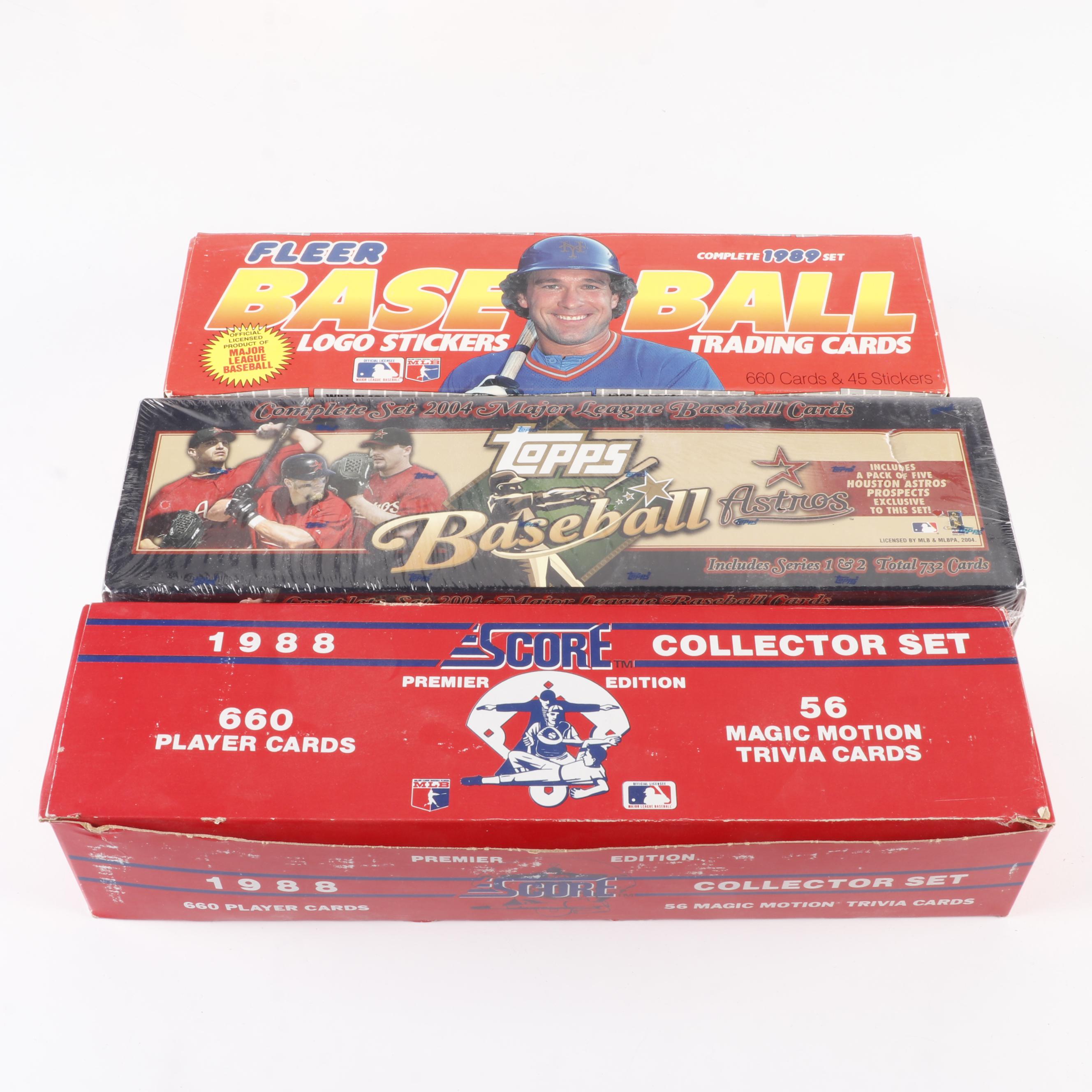 Nine Complete Baseball Card Year Sets, Topps, Score, Upper Deck, and Others