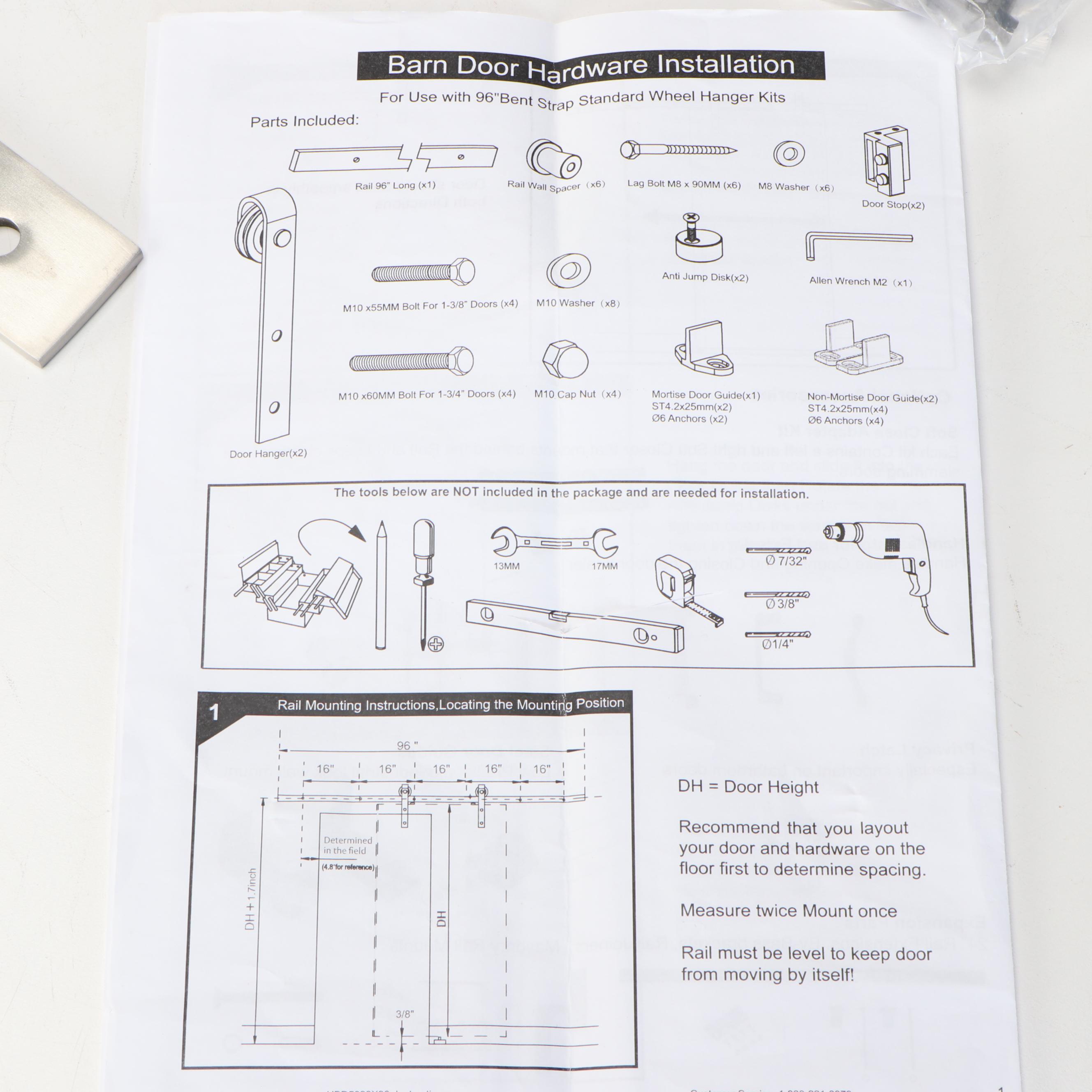 Brushed Brushed Stainless Barn Door Hardware Kit