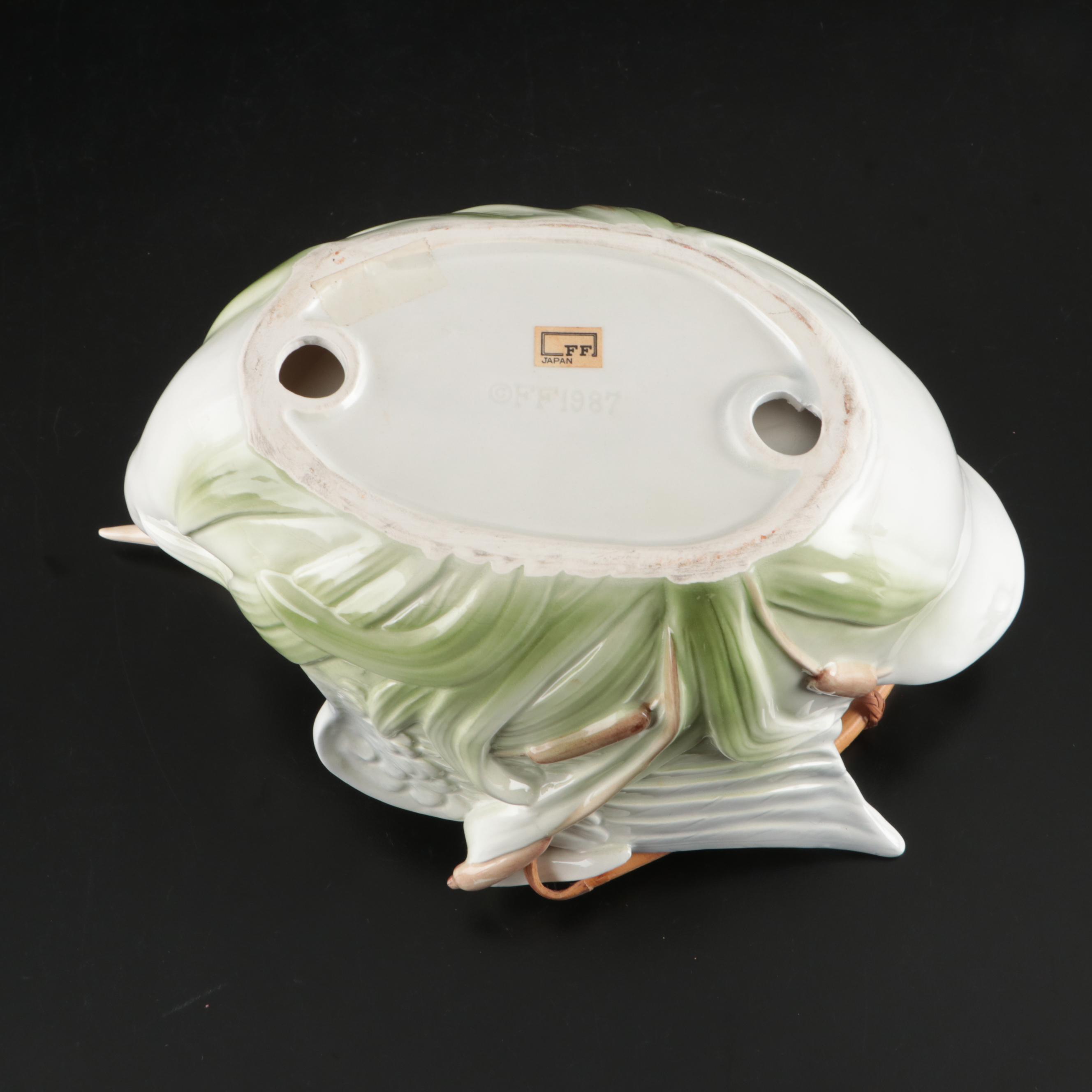 Fitz and Floyd "Heron" Basket, Kurt S. Adler Candle Holders and Other Figurines