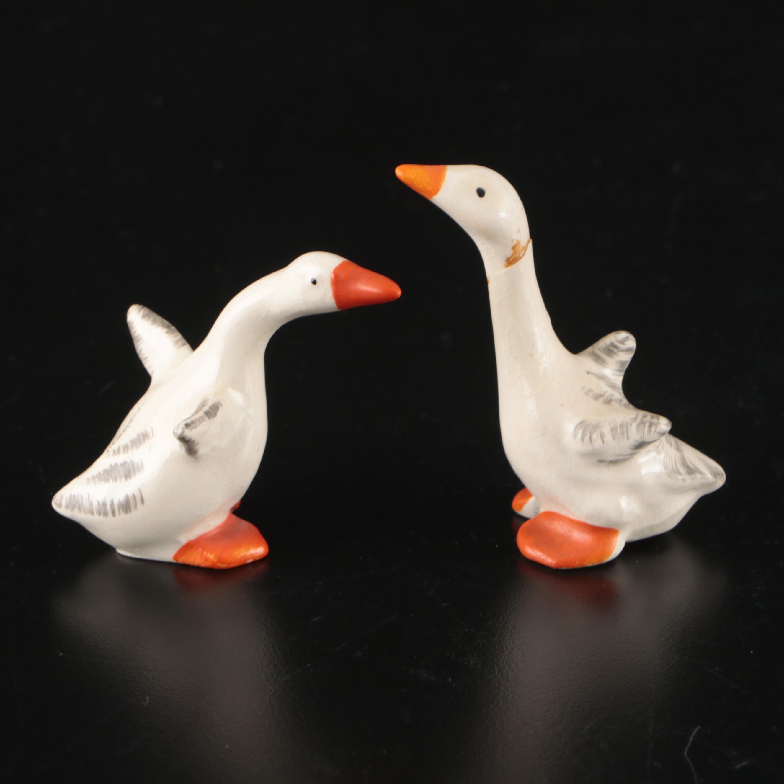 Fitz and Floyd "Heron" Basket, Kurt S. Adler Candle Holders and Other Figurines