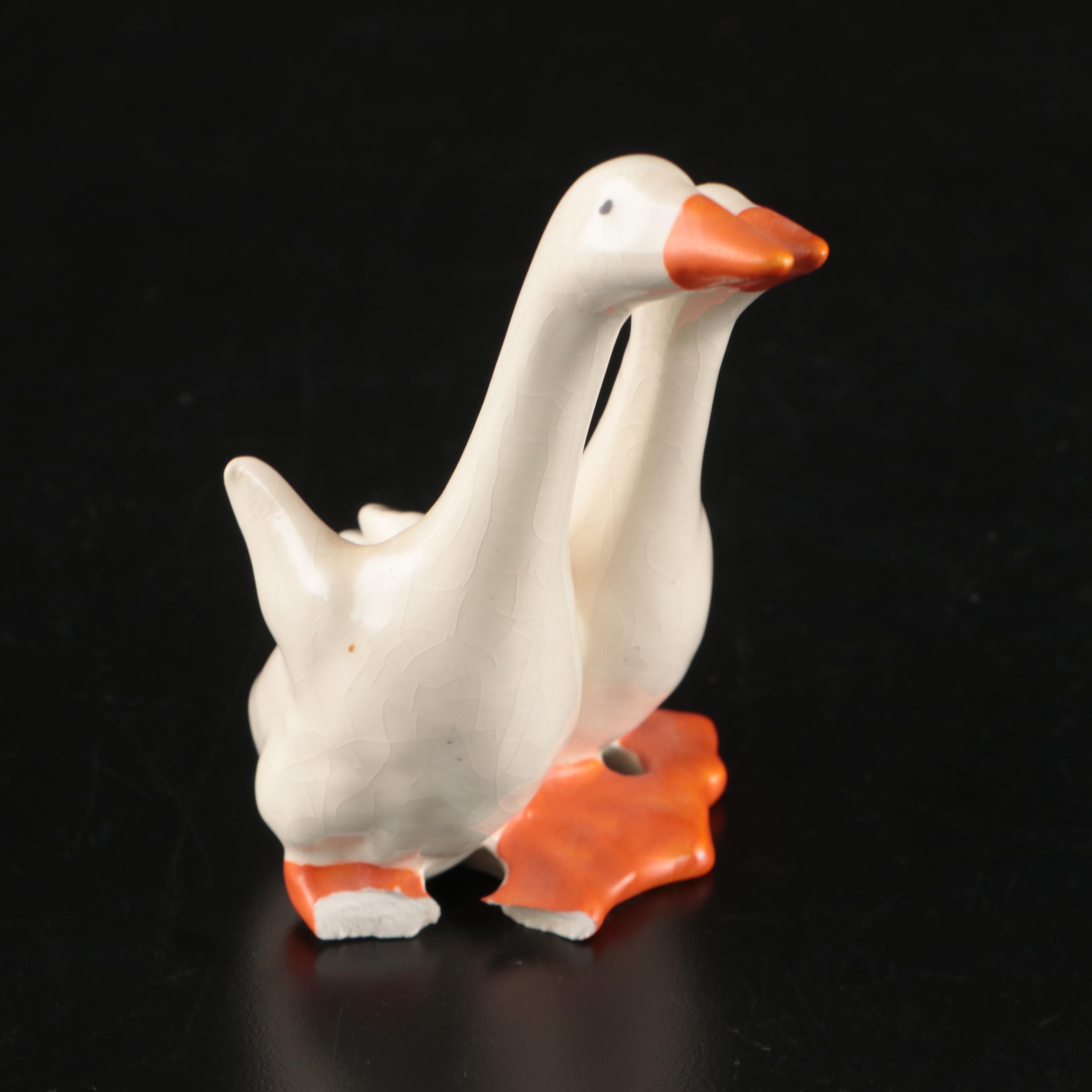 Fitz and Floyd "Heron" Basket, Kurt S. Adler Candle Holders and Other Figurines