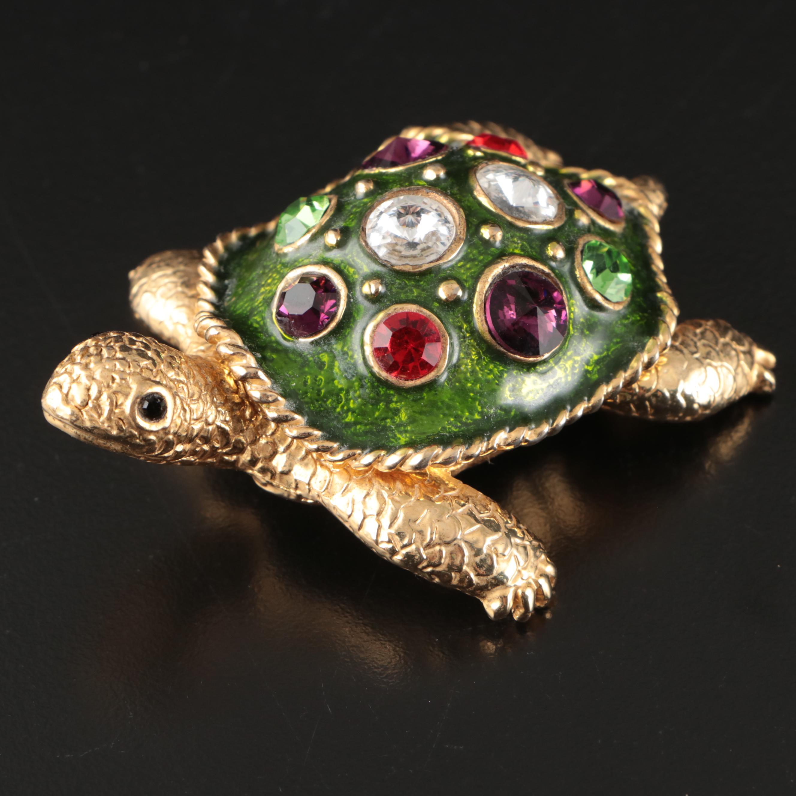 Enamel and Foilback Turtle Box