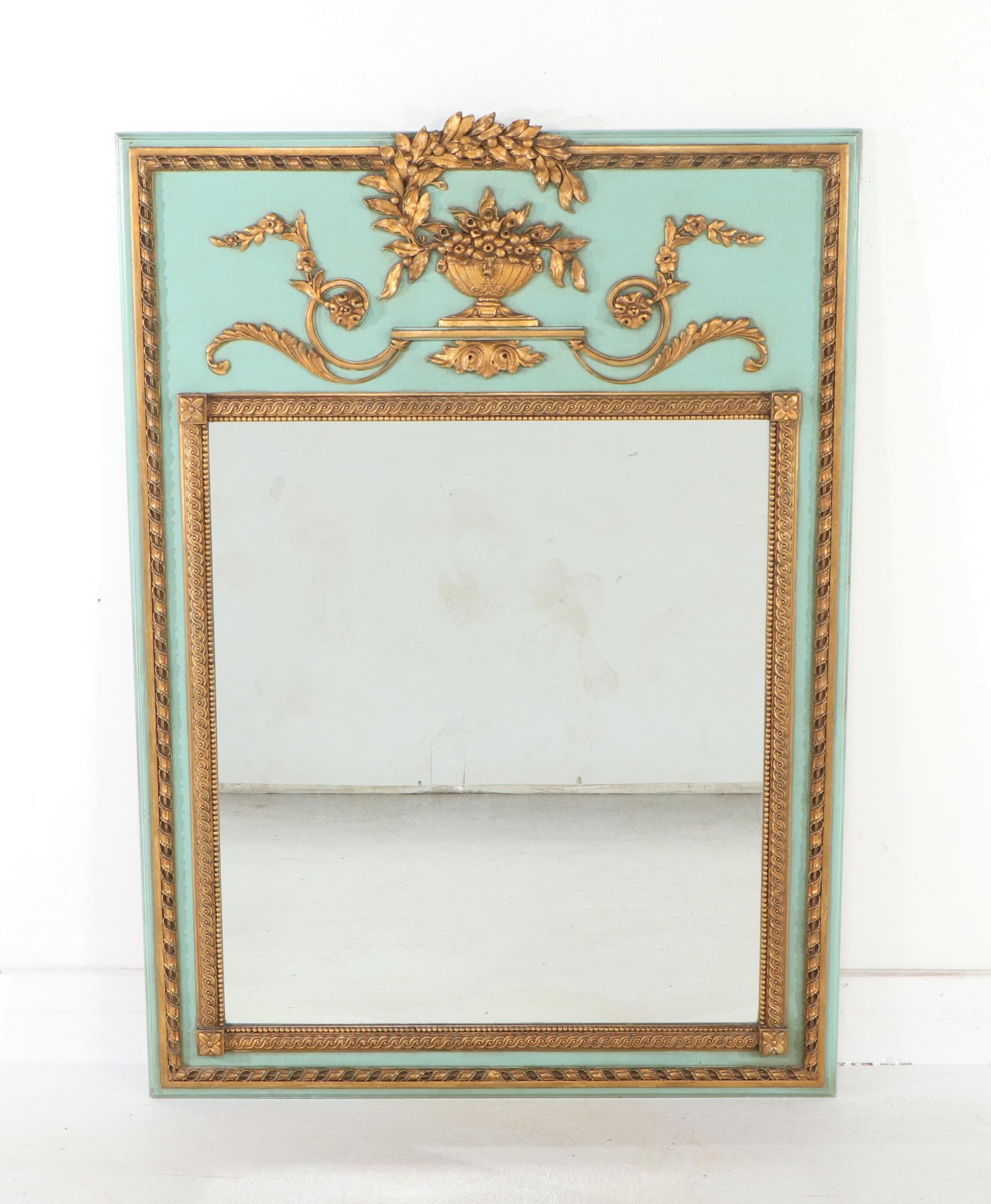 Louis XVI Style Parcel Gilt Trumeau Wall Mirror, 20th Century