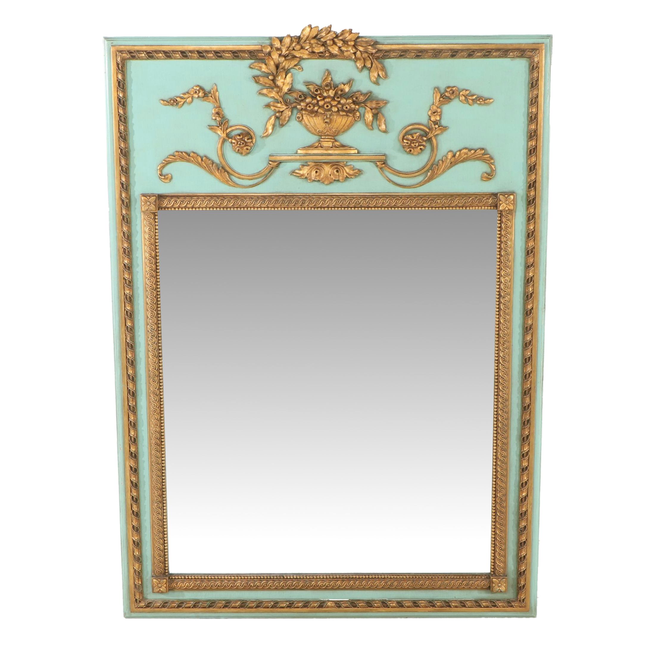 Louis XVI Style Parcel Gilt Trumeau Wall Mirror, 20th Century