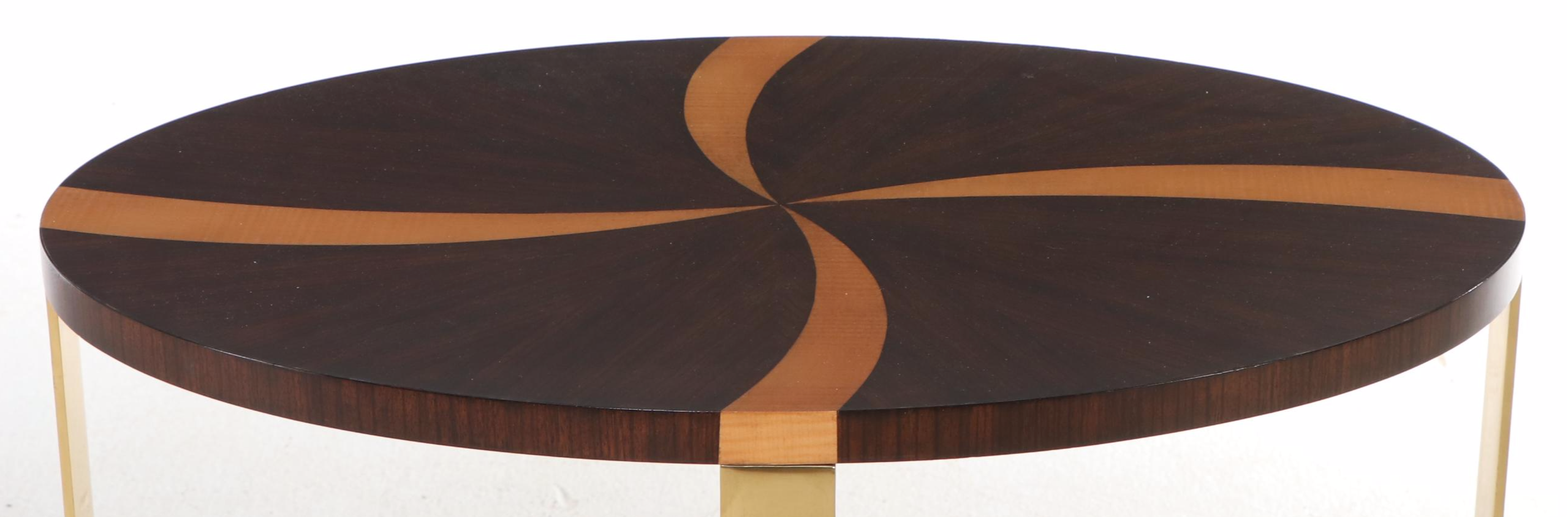 Pair of Keno Bros. for Theodore Alexander Inlaid Wood and Brass Side Tables