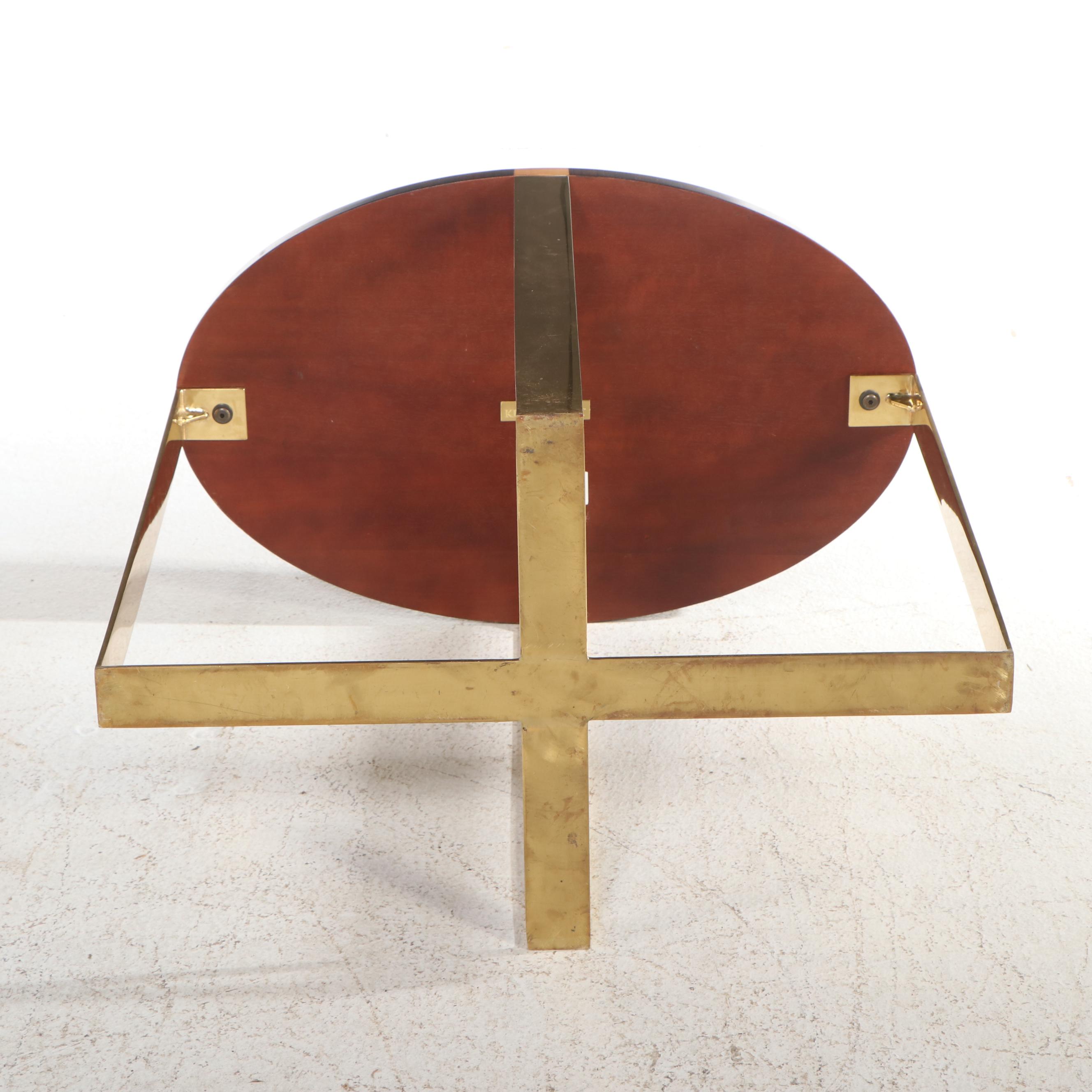 Pair of Keno Bros. for Theodore Alexander Inlaid Wood and Brass Side Tables