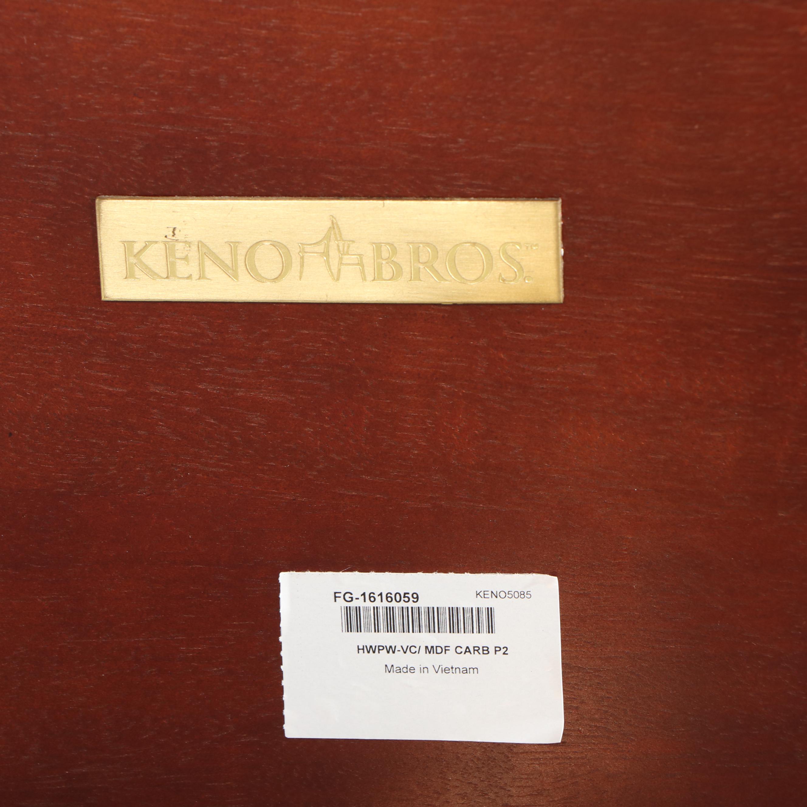 Pair of Keno Bros. for Theodore Alexander Inlaid Wood and Brass Side Tables