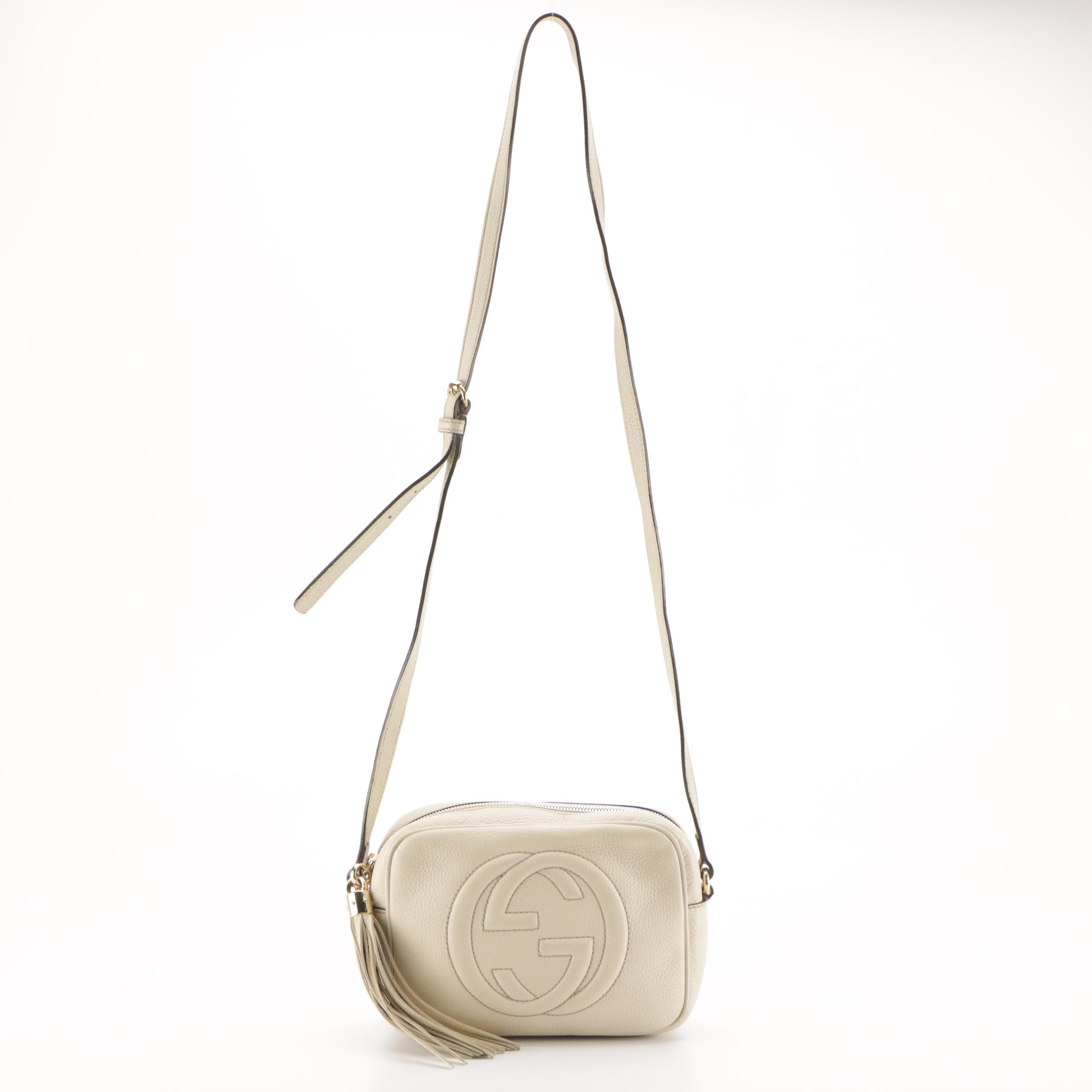 Gucci Soho Disco Tassel Crossbody Bag in Ivory Grained Leather