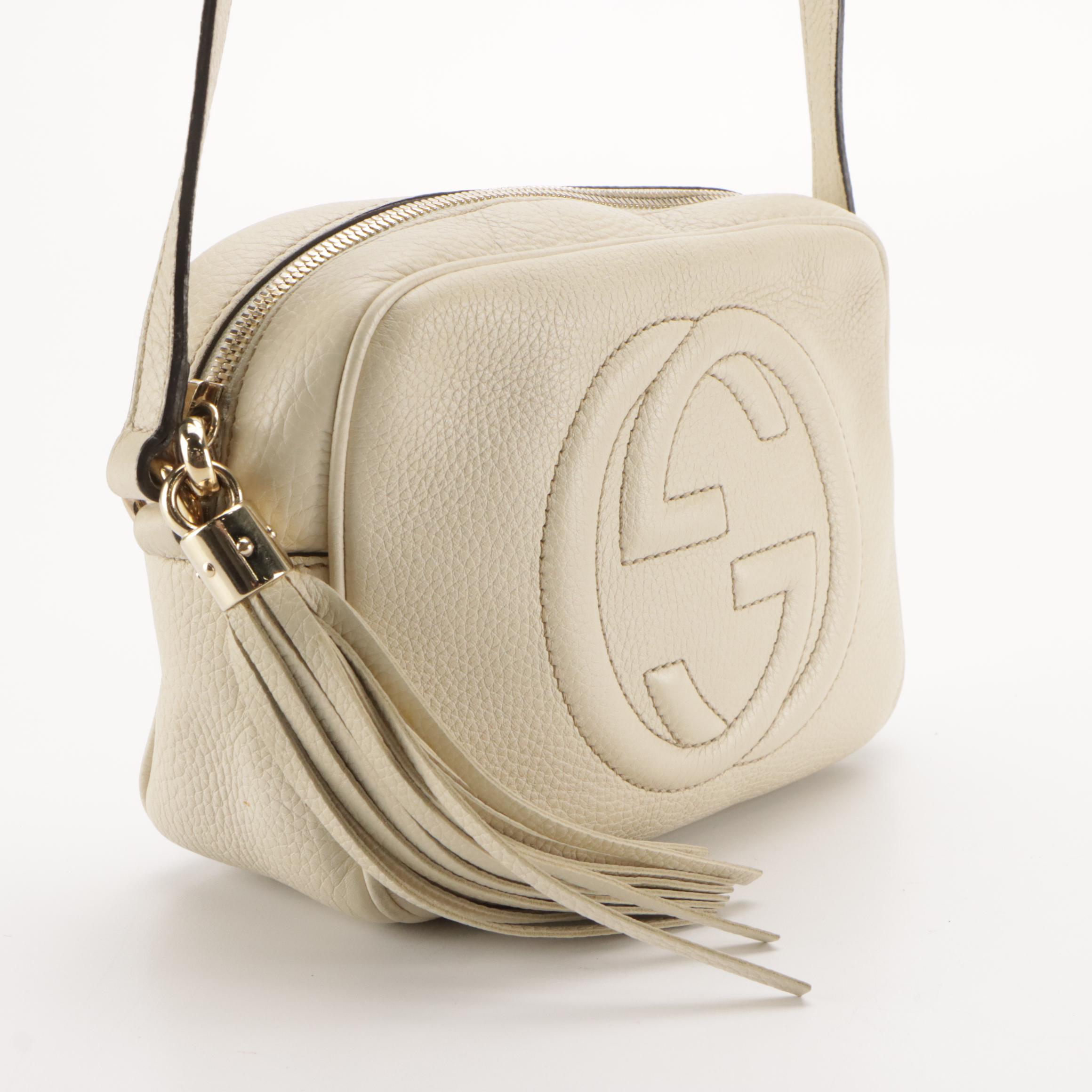 Gucci Soho Disco Tassel Crossbody Bag in Ivory Grained Leather