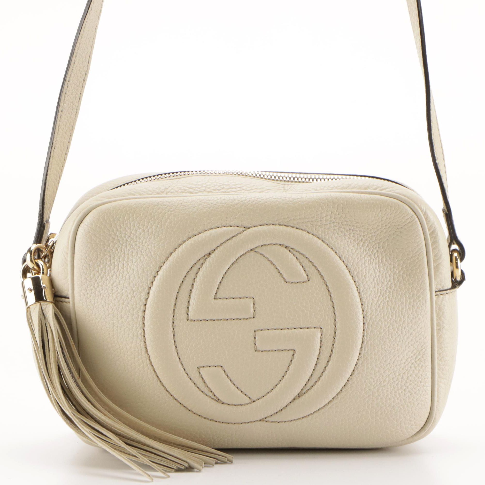 Gucci Soho Disco Tassel Crossbody Bag in Ivory Grained Leather