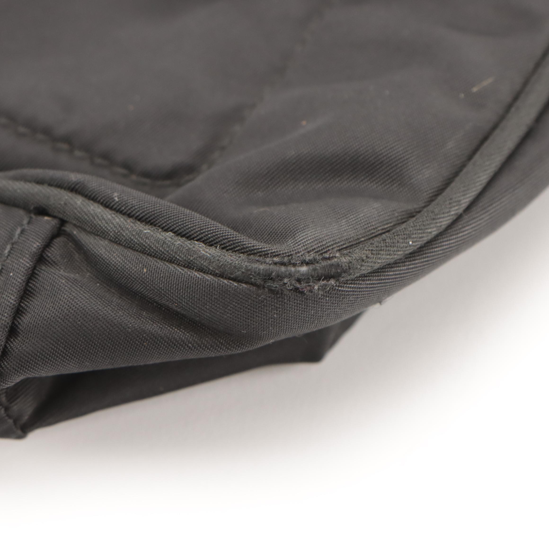 Prada Double Pocket Shoulder Bag in Black Nylon and Leather Trim